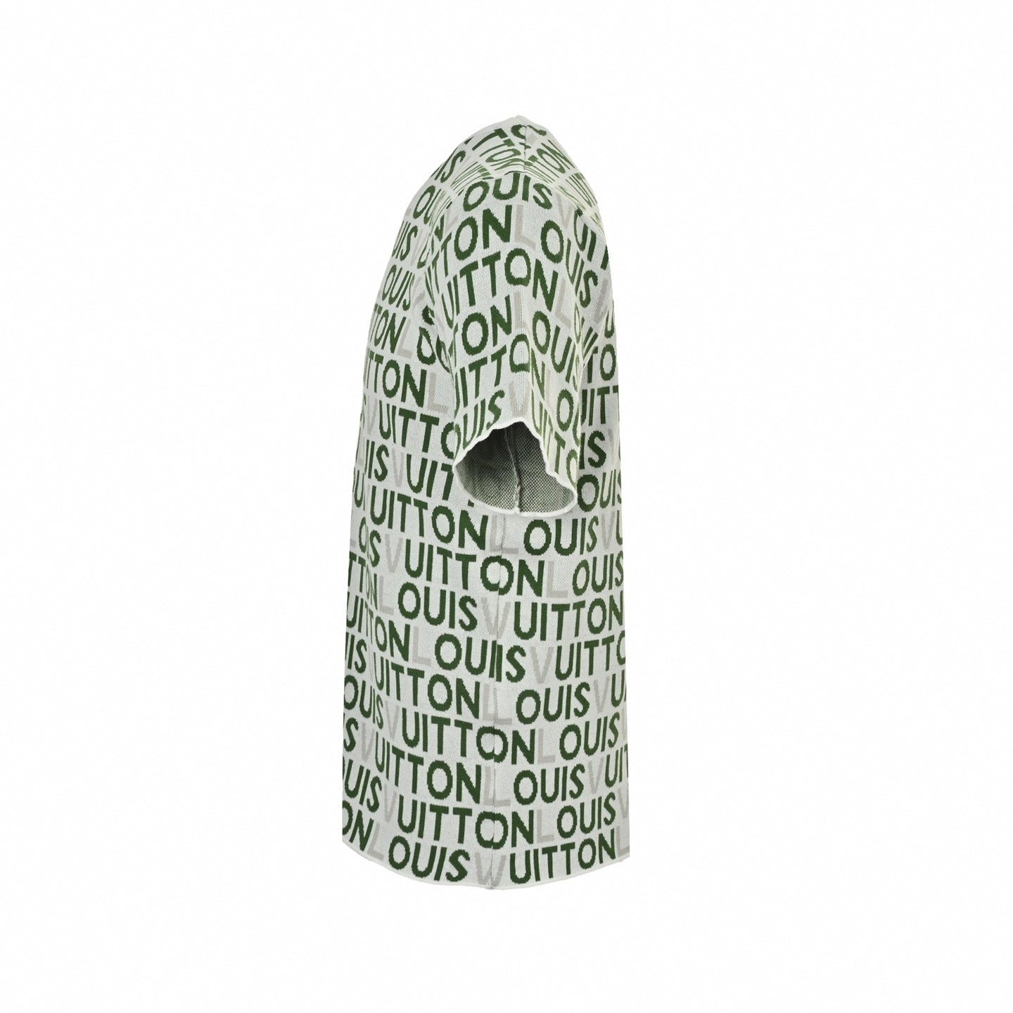All-Over Typographic Knit T-Shirt | White & Green