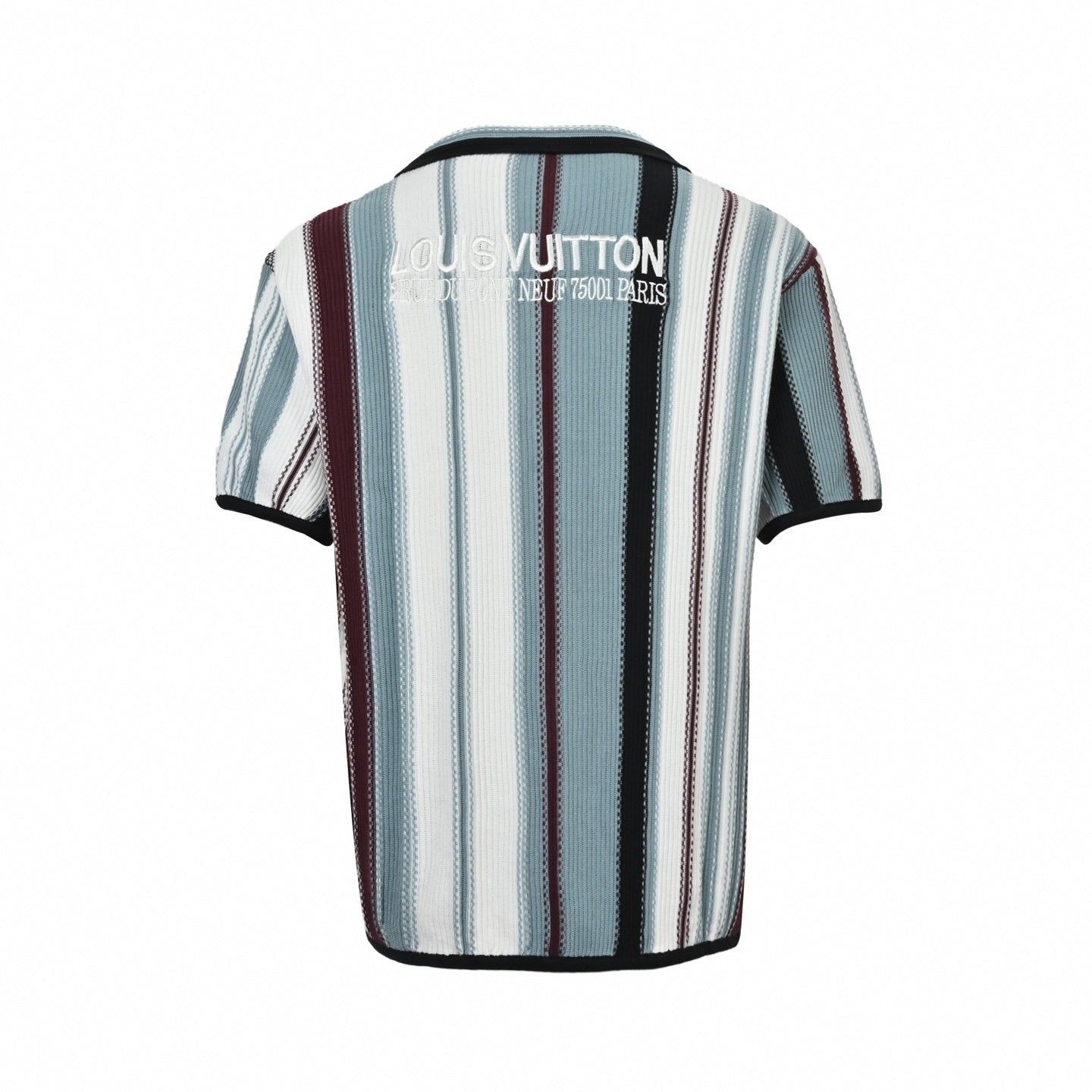 Vertical Stripe Ribbed Knit Polo