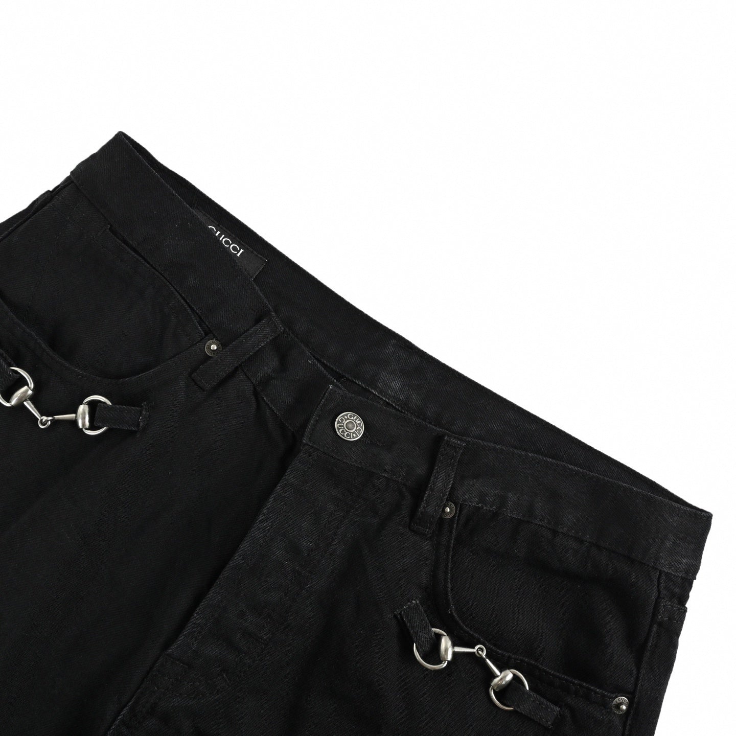 Horsebit Detail Jeans - Black