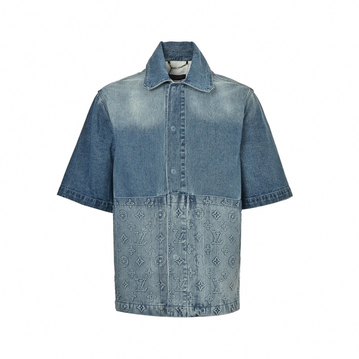 Monogram Denim Short-Sleeved Shirt