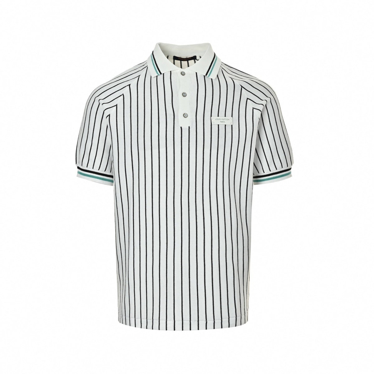 Striped Knit Polo | White