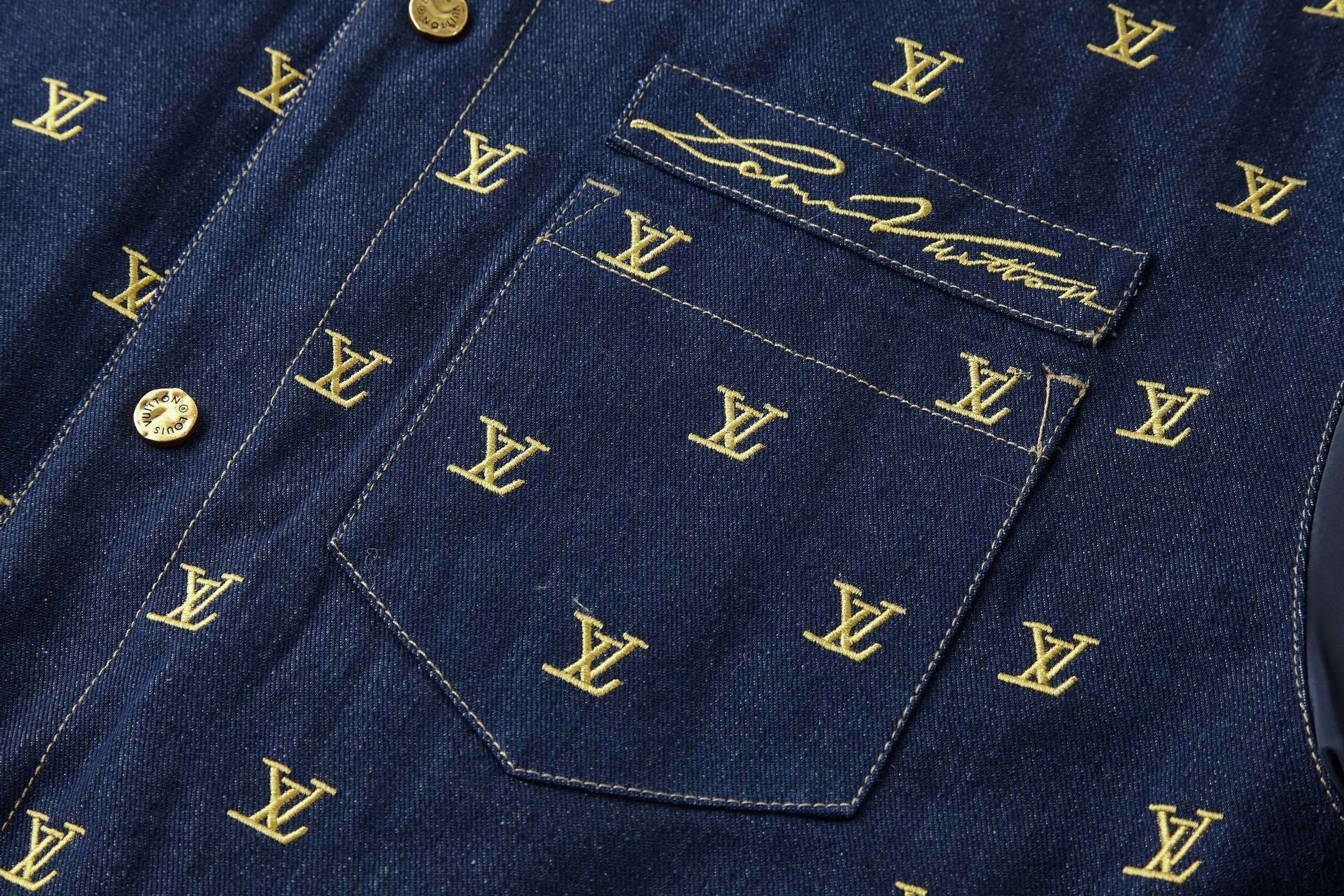 Gold Monogram Denim Jacket | Indigo