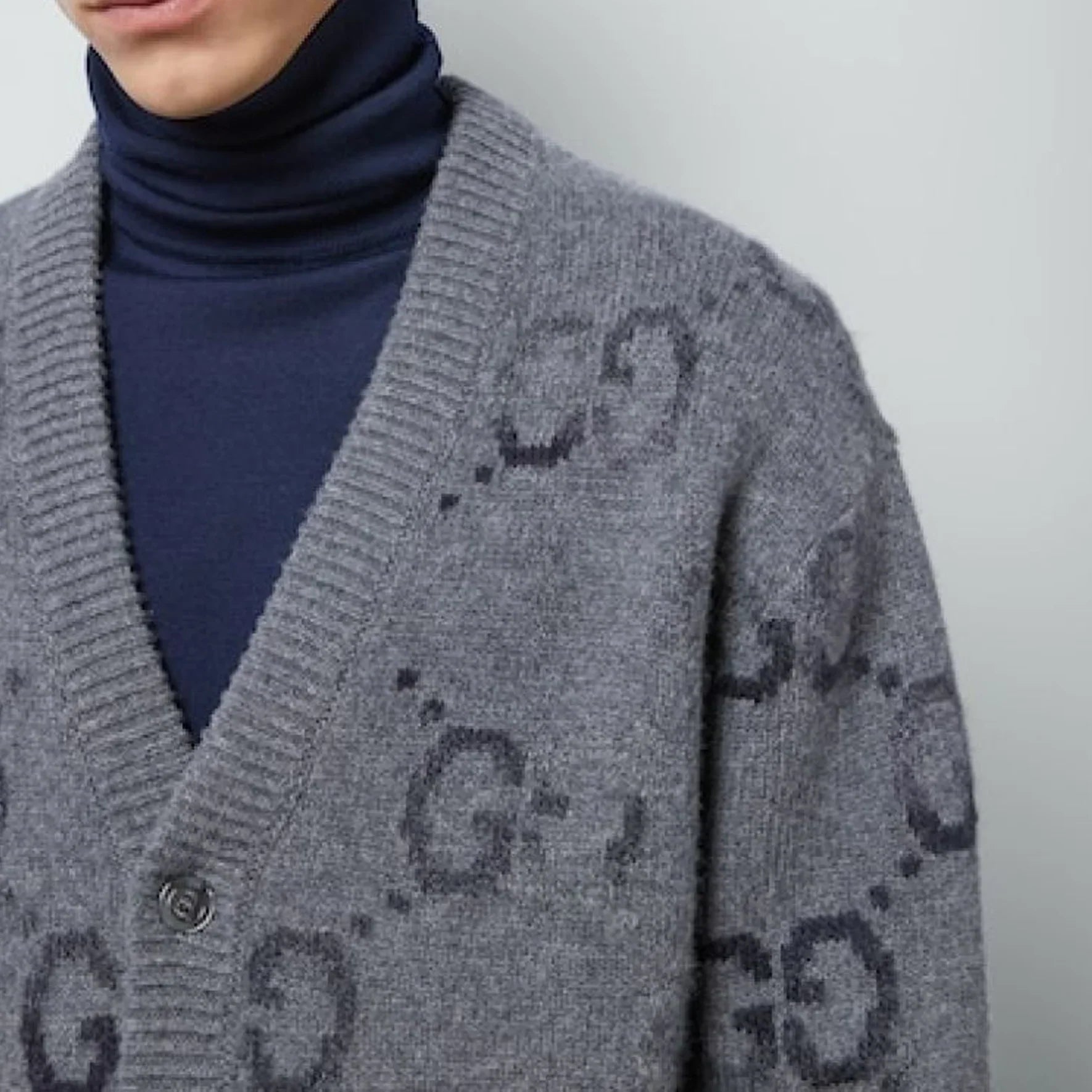 Brushed GG Jacquard Knit Cardigan