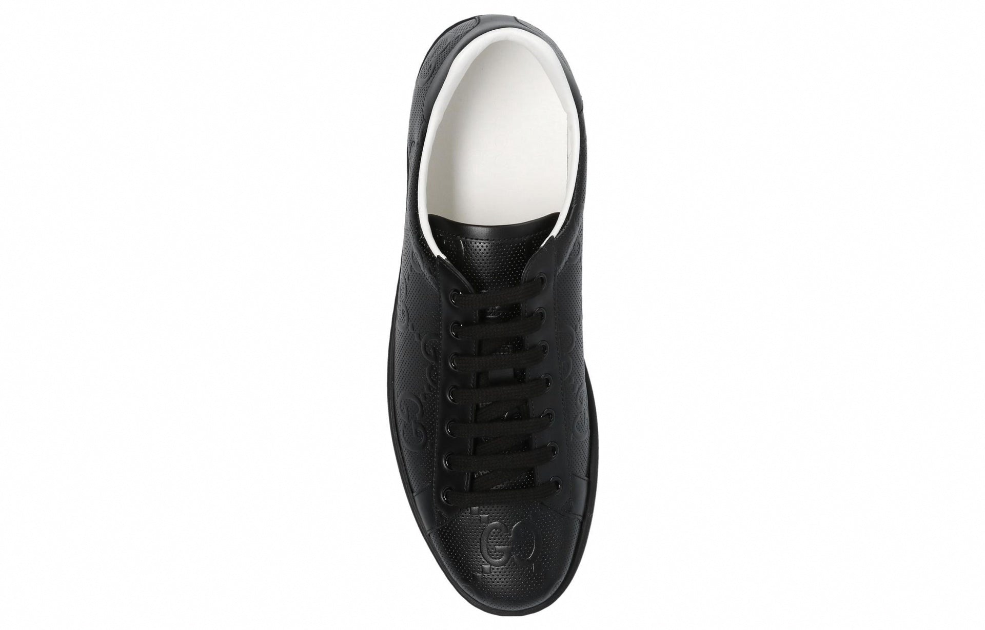 Embossed GG Perforated Leather Sneakers | Black