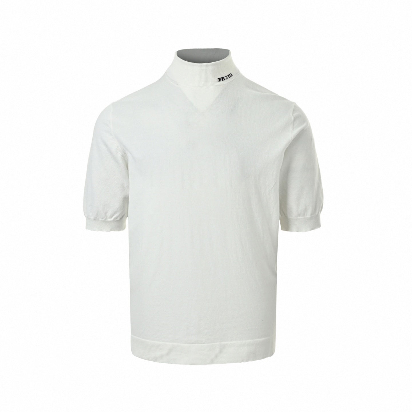 Mock Neck Logo Knit T-Shirt