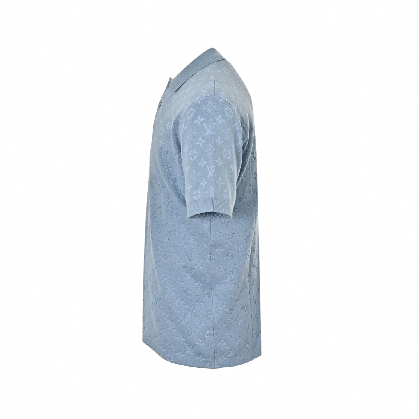 Monogram Jacquard Knit Polo Shirt - Light Blue