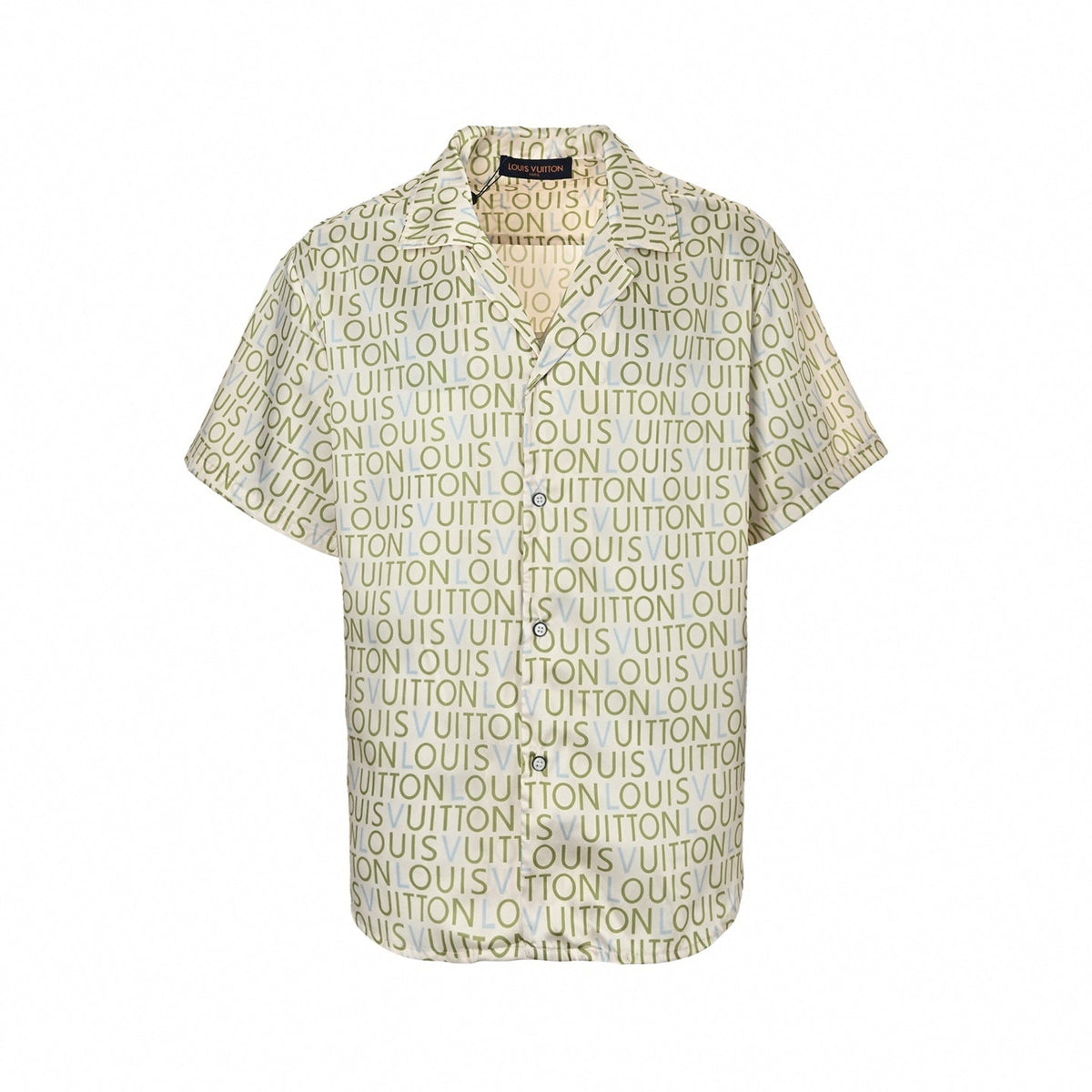Typographic Print Short-Sleeve Shirt | Cream & Green