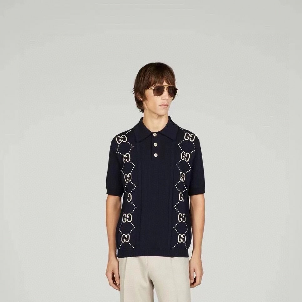 GG Diamond Chain Knit Polo
