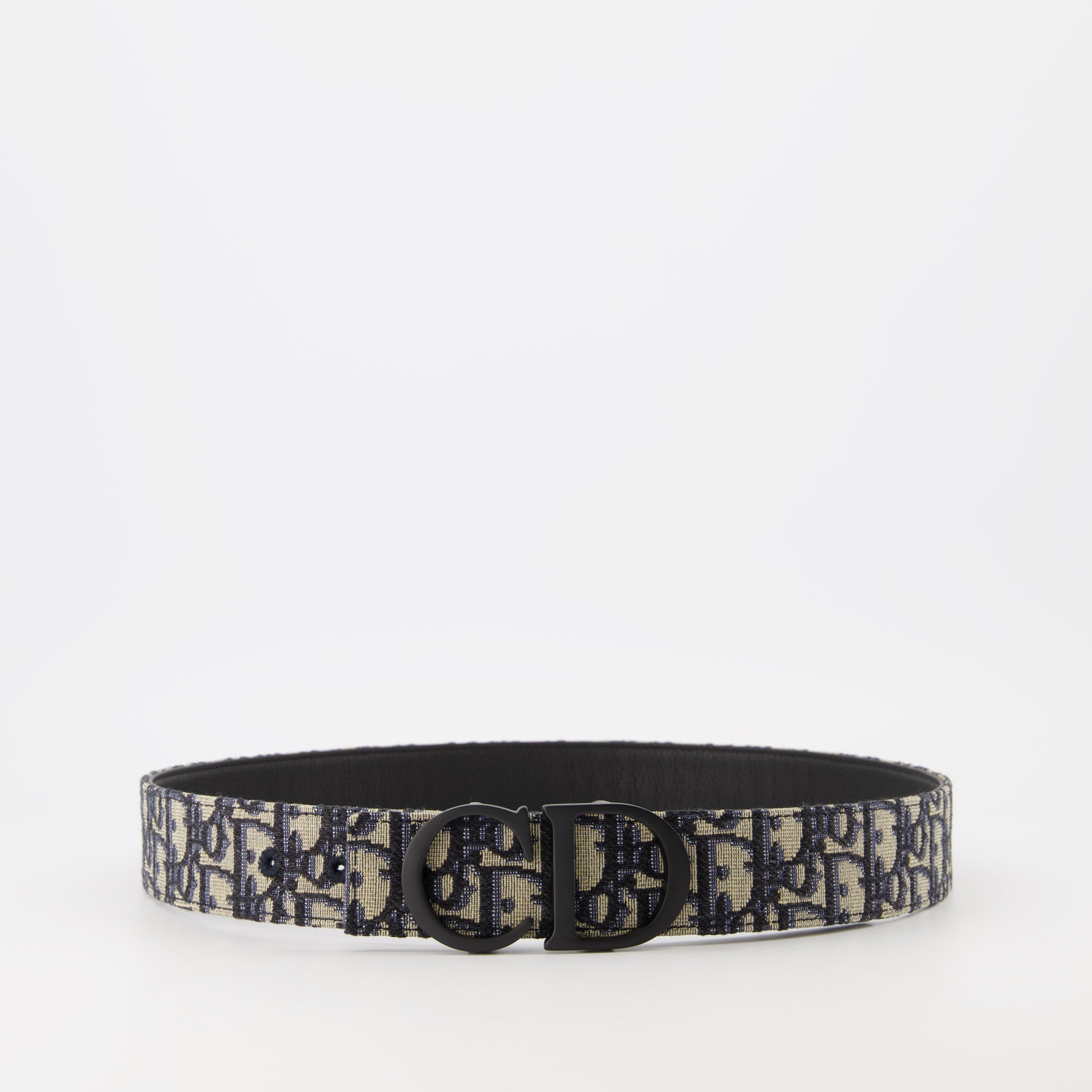 Reversible CD Icon Belt | Oblique Canvas & Black Leather