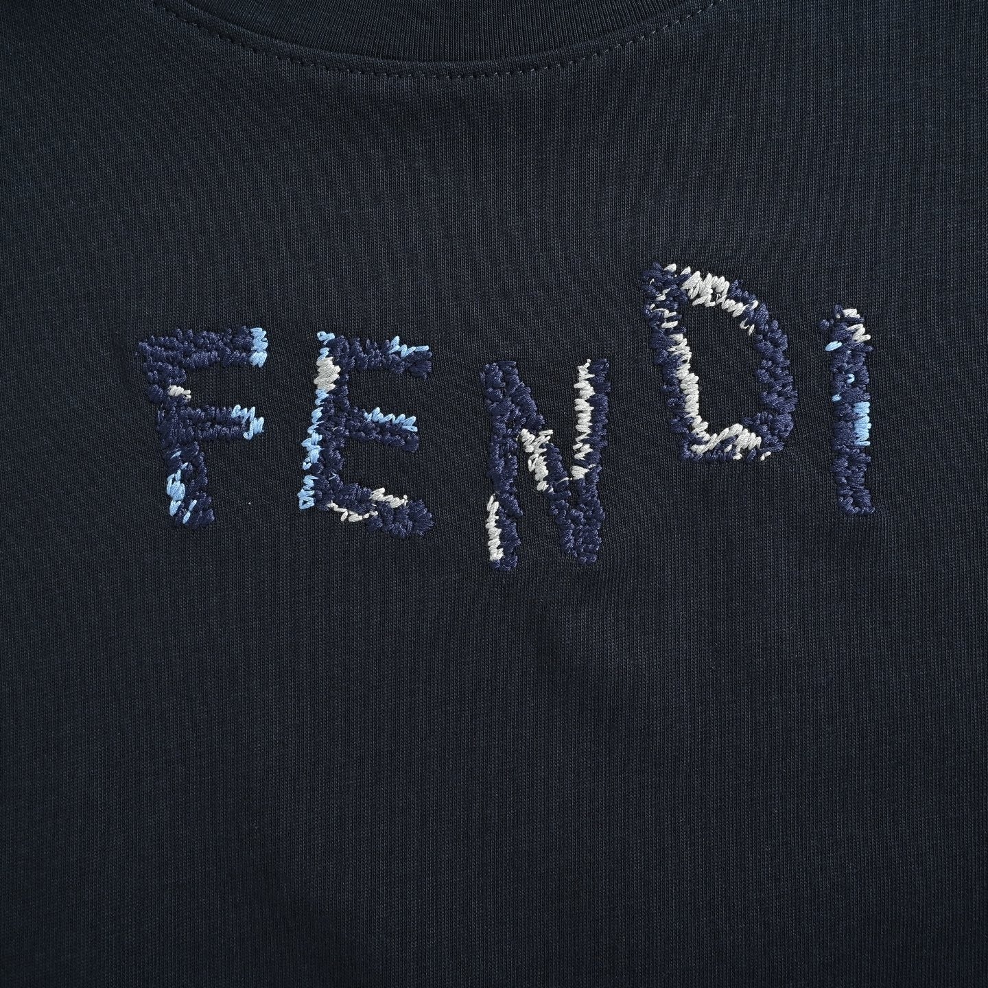 Textured Embroidered Logo T-Shirt | Navy Blue
