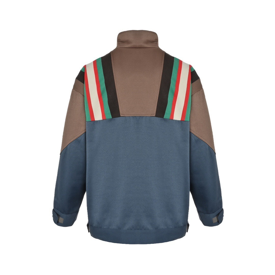 Multi-Panel Stripe Bomber Jacket