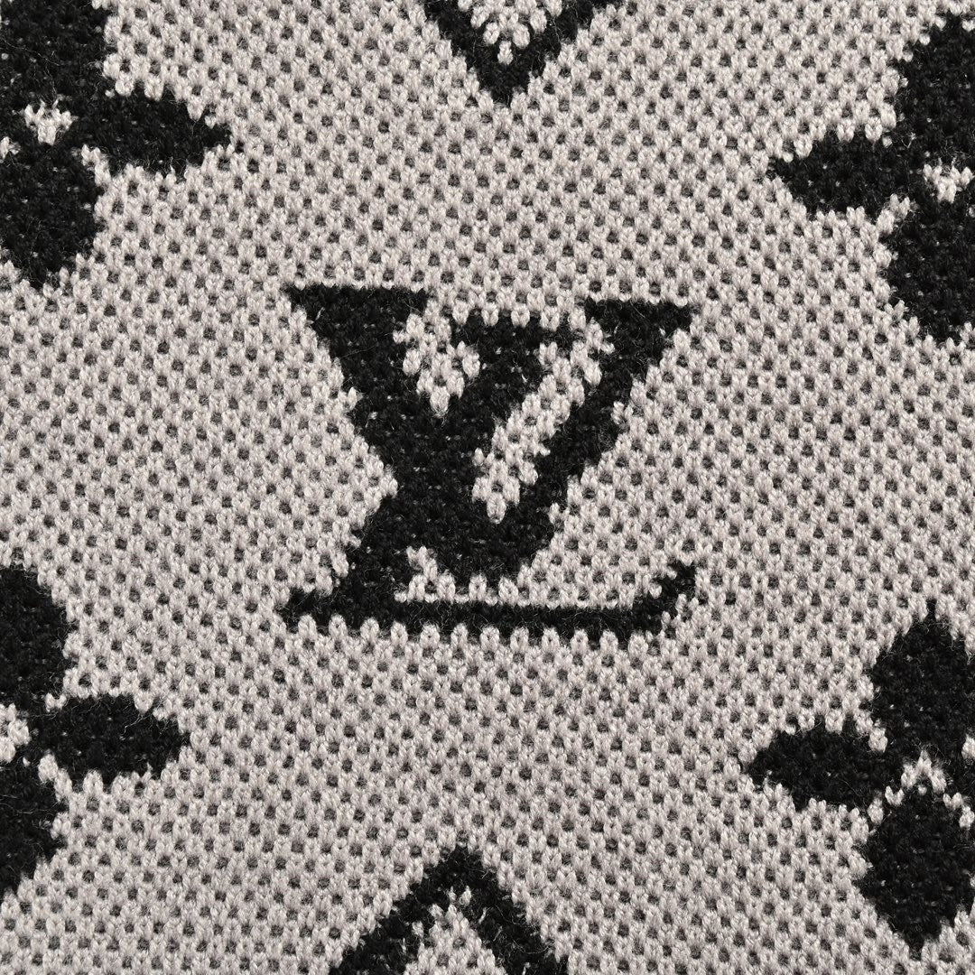 Monogram Jacquard Knit Sweater | Grey & Black