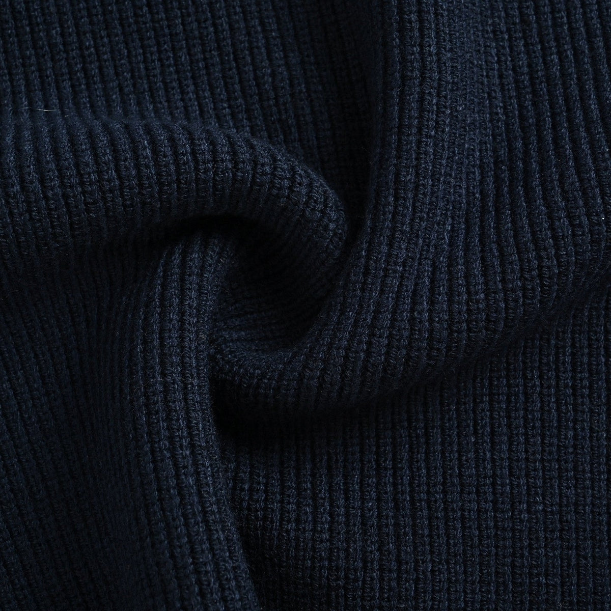 Navy Ribbed Quarter-Zip Knit Sweater