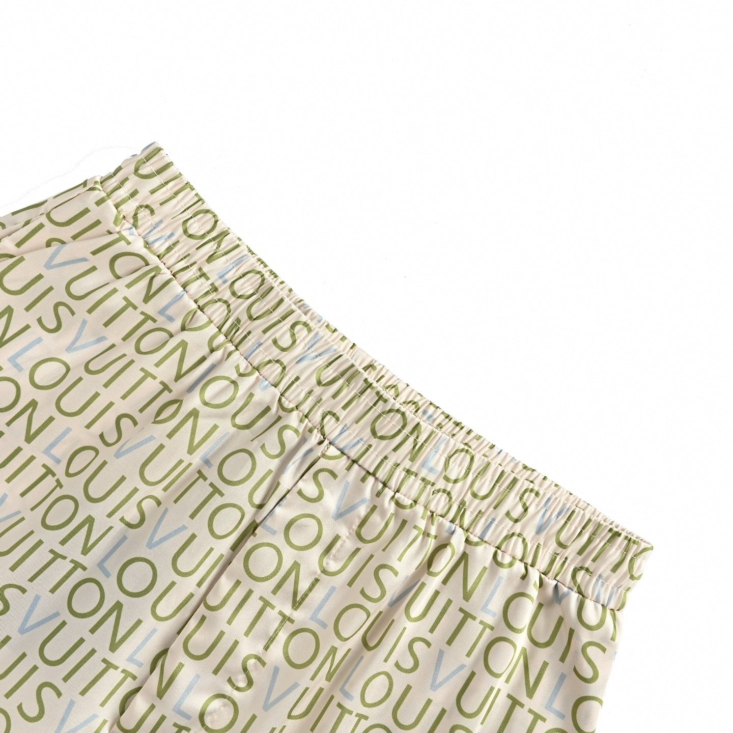 Typographic Print Shorts | Cream & Green