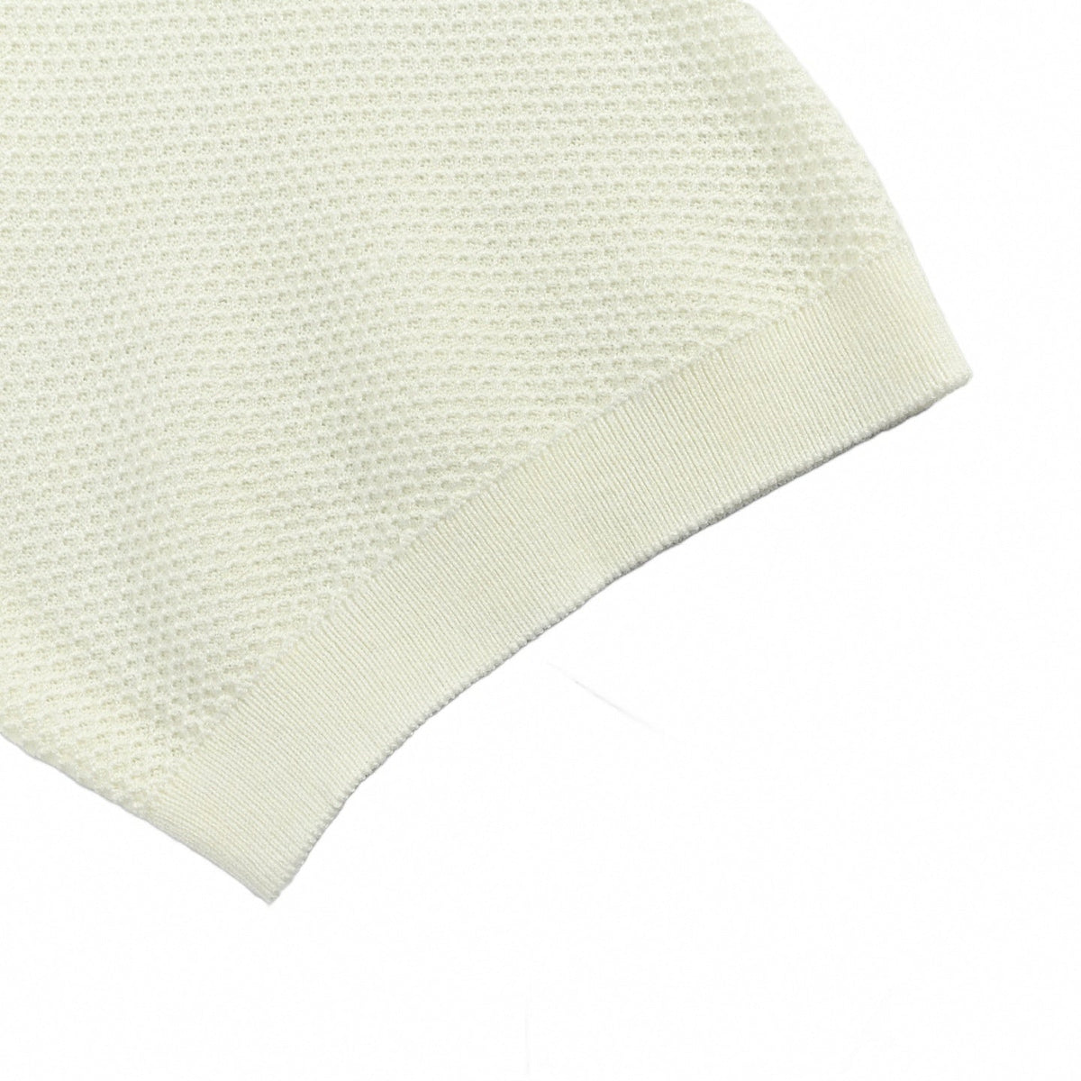 Textured Knit V-Neck Polo | White