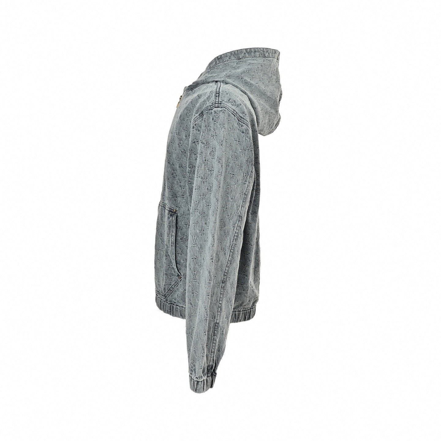 Monogram Jacquard Denim Hoodie | Faded Blue