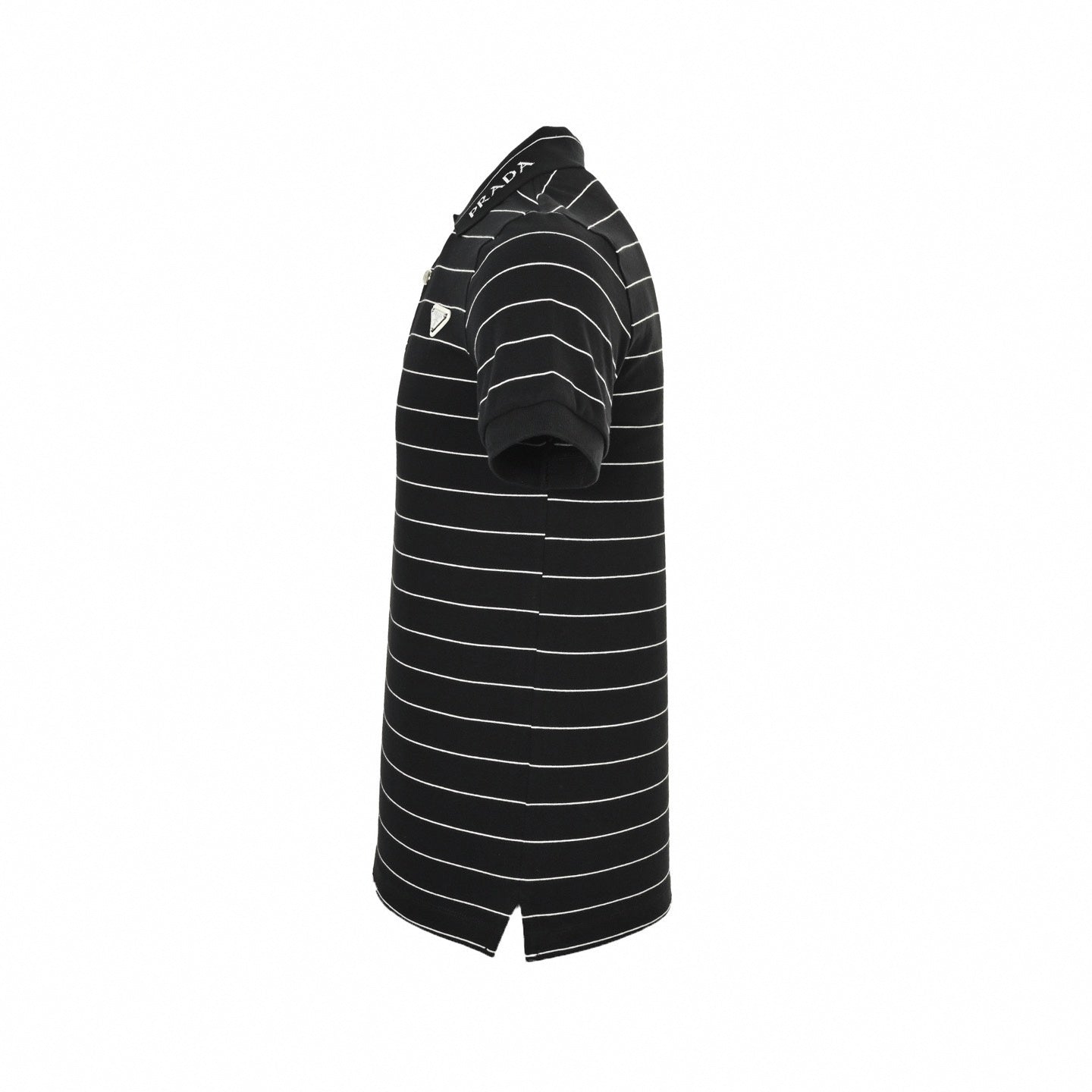 Striped Triangle Logo Polo Shirt | Black & White