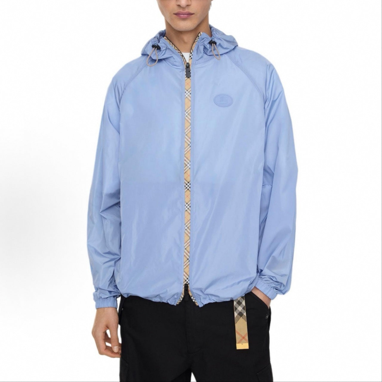 Vintage Check Trim Windbreaker | Light Blue