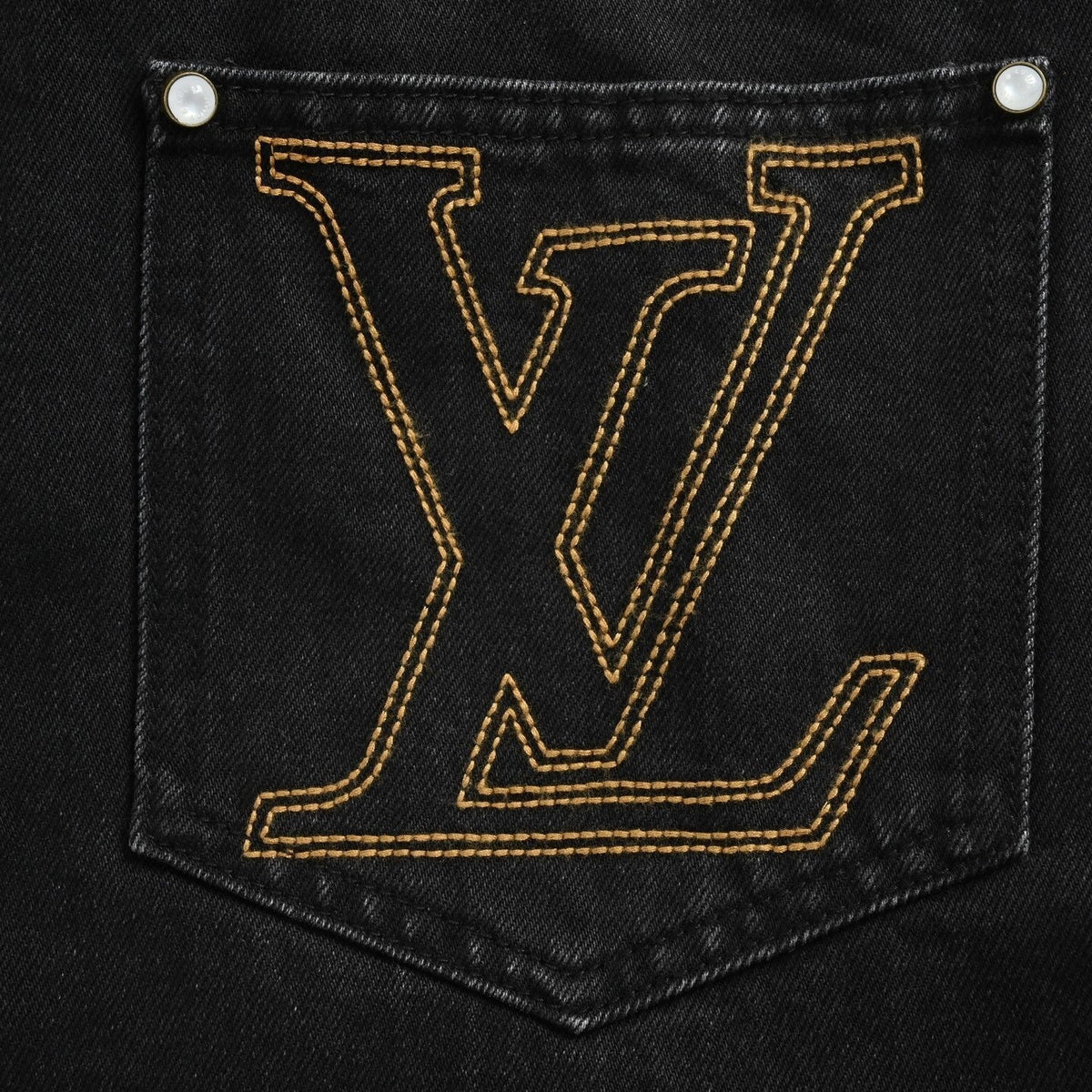 LV Signature Embroidered Jeans - Dark Wash