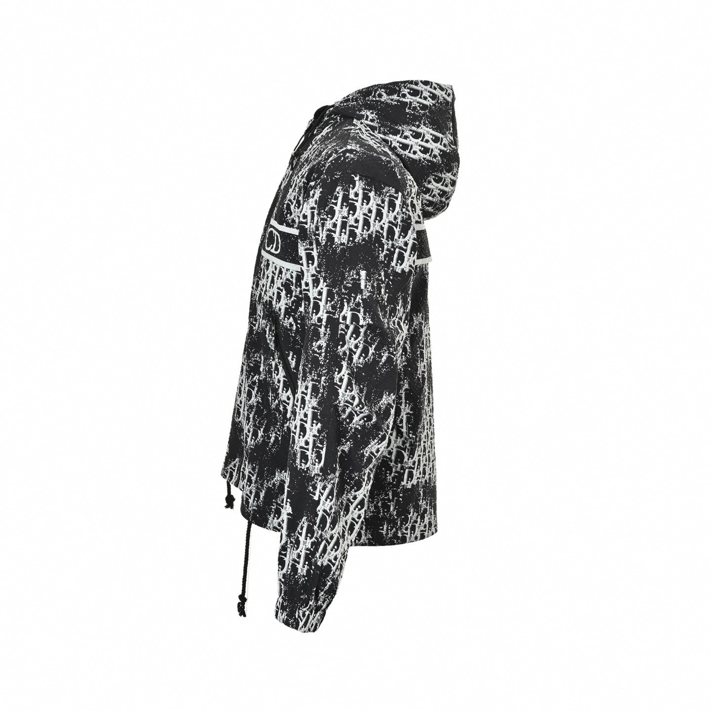 Painted Oblique Hooded Jacket | Black & White