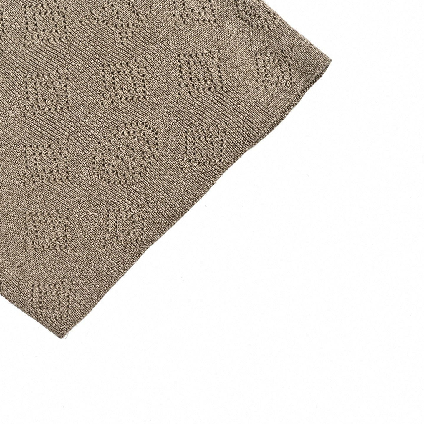 Pointelle Monogram Knit Polo | Taupe