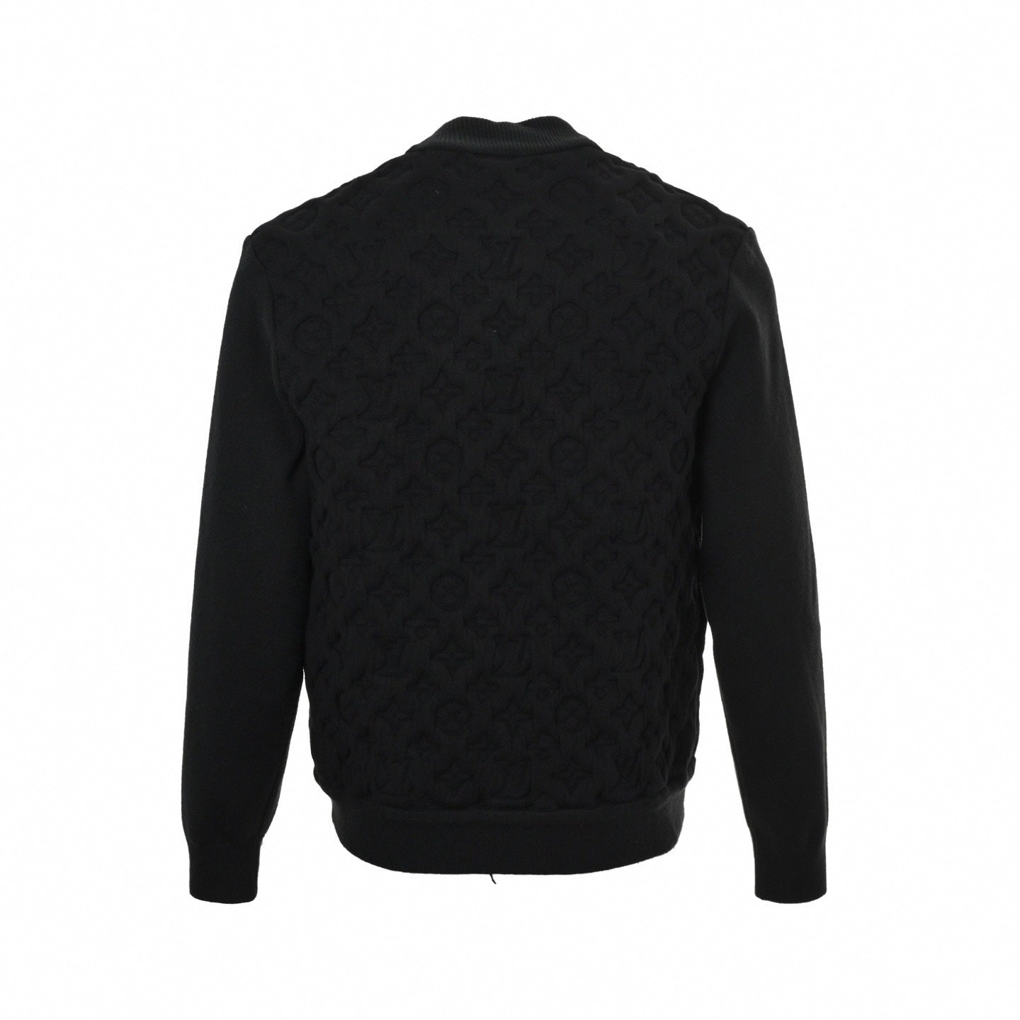 3D Monogram Relief Knit Bomber | Black