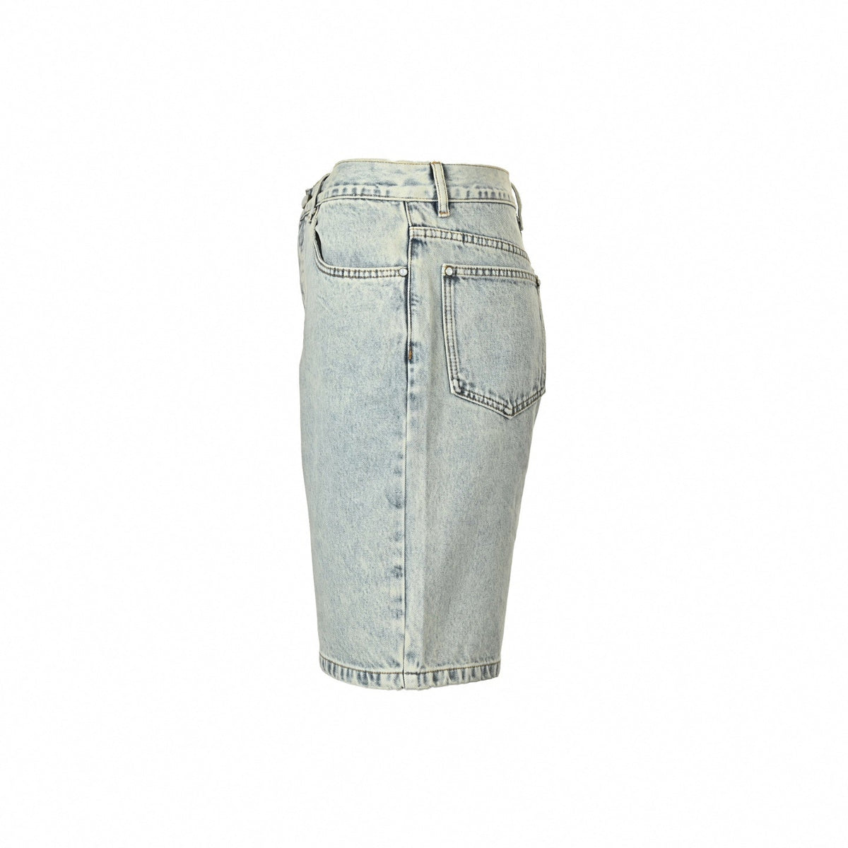 Monogram Embroidered Denim Shorts | Light Blue