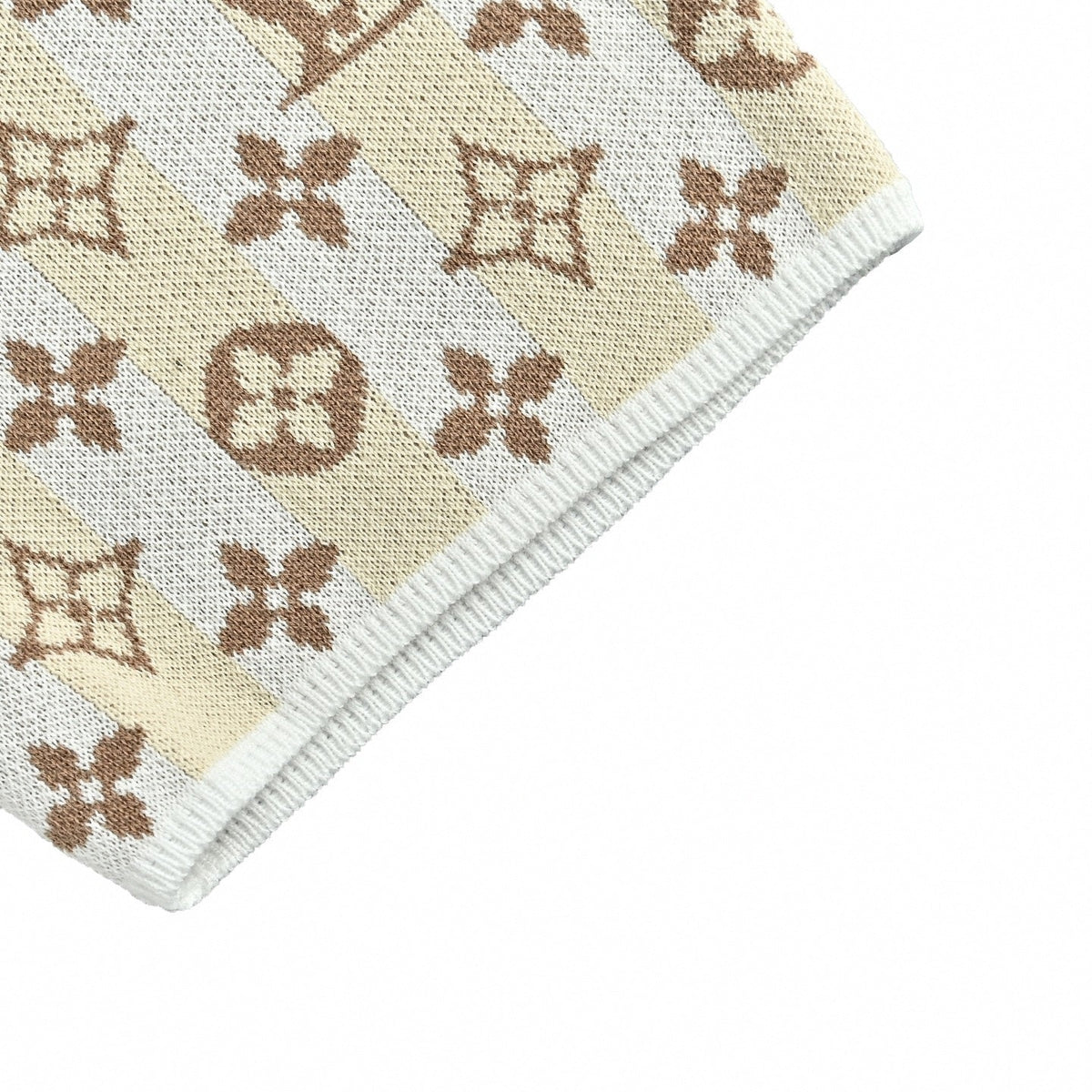 Monogram Striped Knit T-Shirt - Cream/White