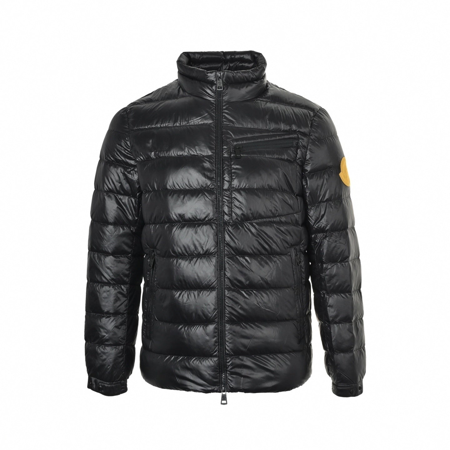 Glossy Quilted Puffer Jacket | Black