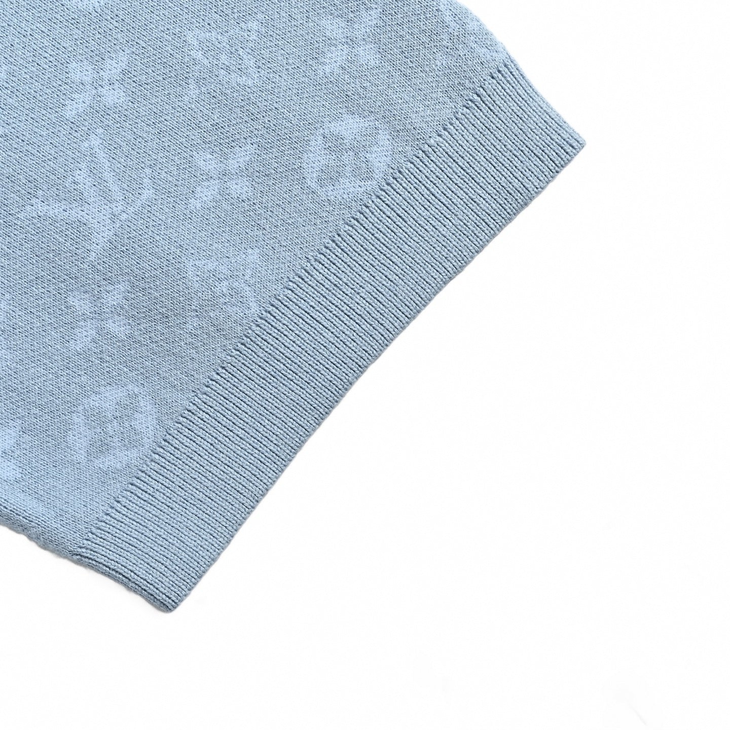 Monogram Jacquard Knit Polo Shirt - Light Blue
