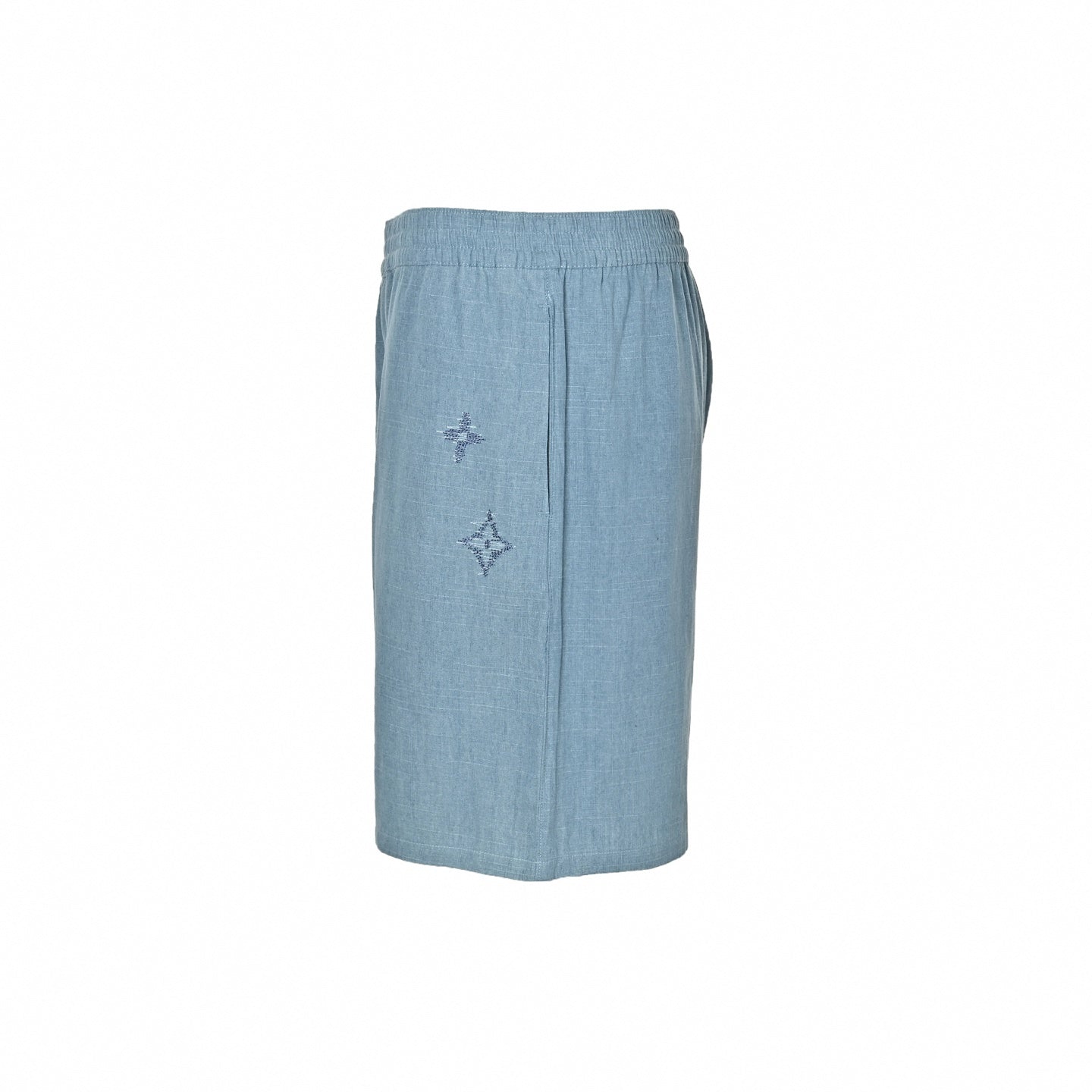 Sketched Embroidery Shorts - Light Blue