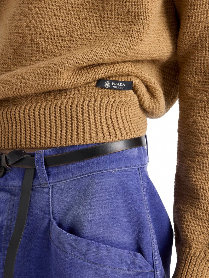 Textured Knit Crewneck Sweater | Camel
