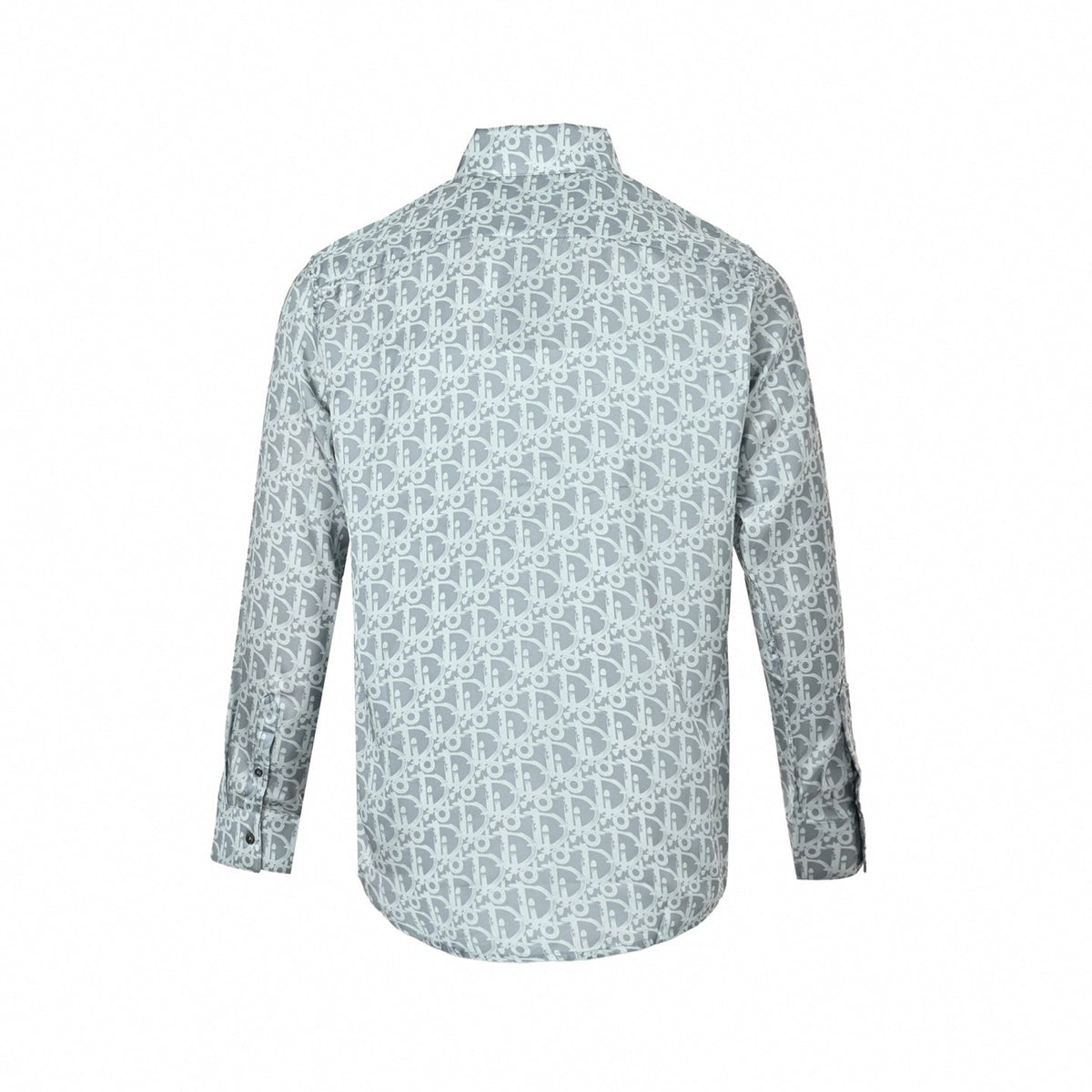 Silver-Grey Oblique Silk Button-Down