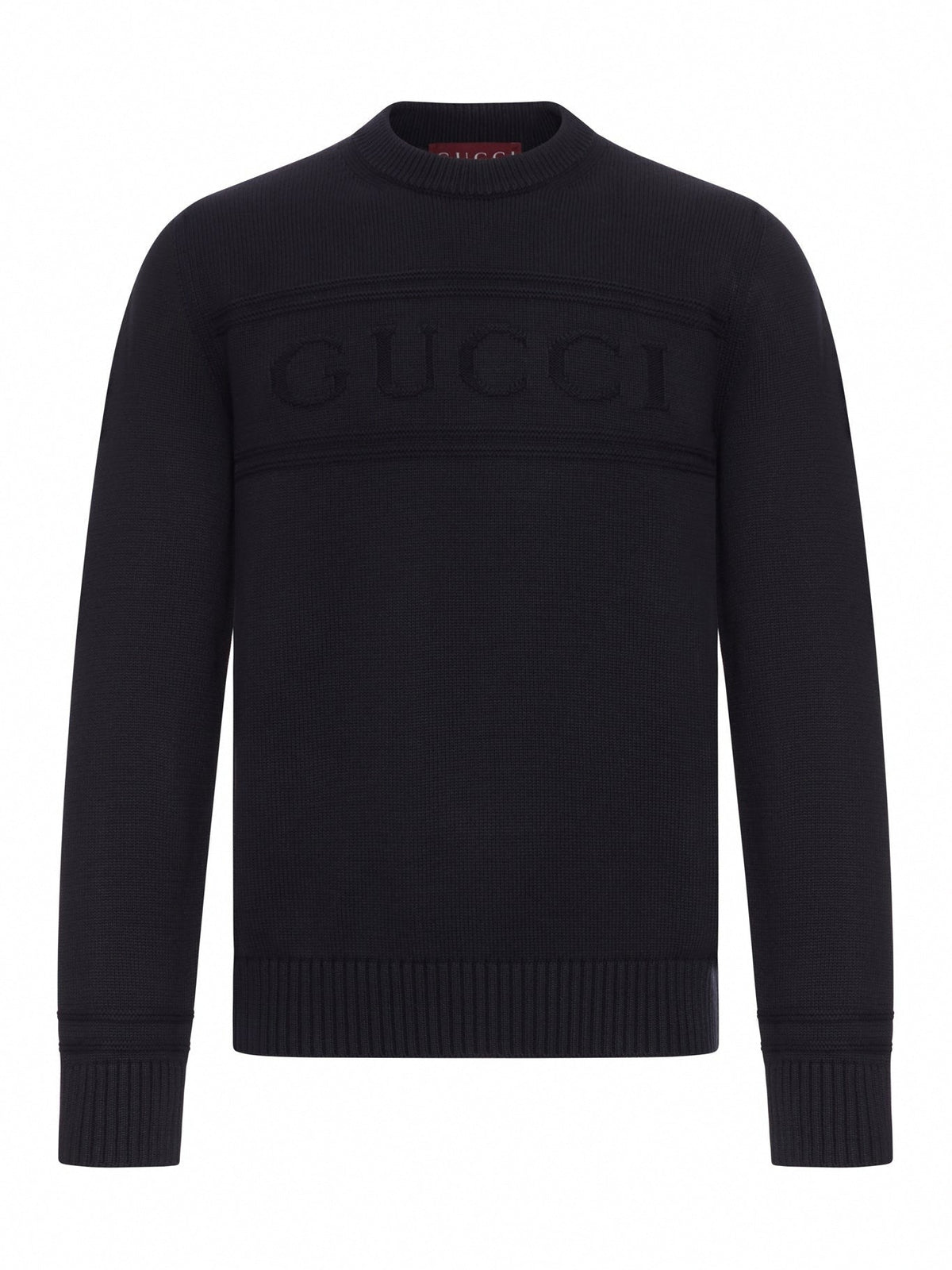 Tonal Logo Knit Crewneck Sweater | Black