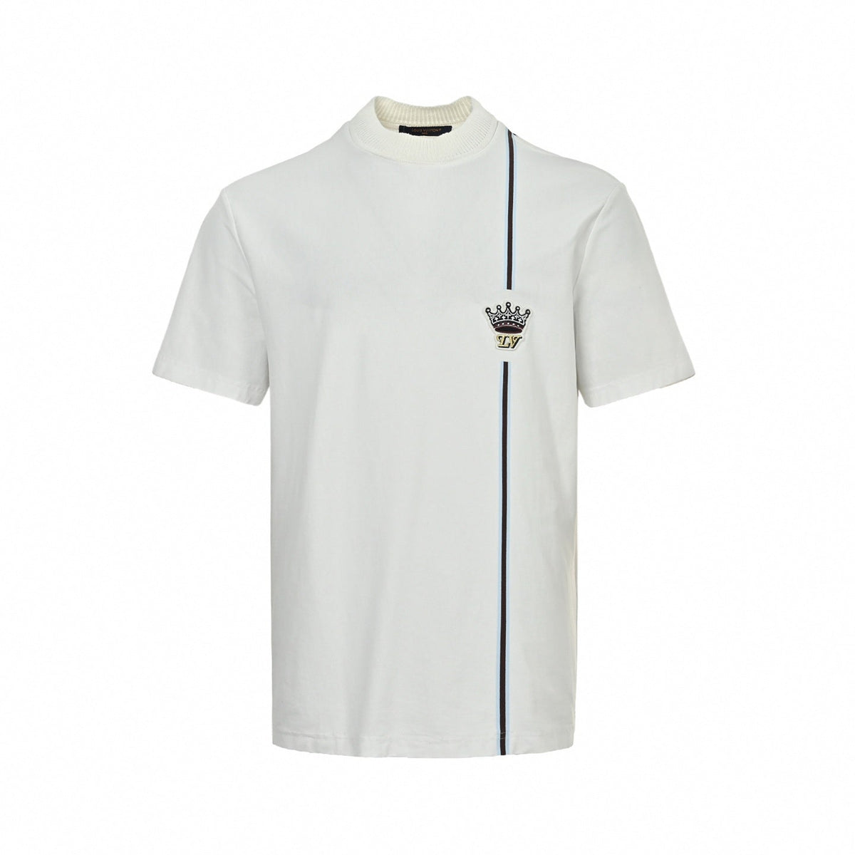 Embroidered Crown & Stripe T-Shirt | White