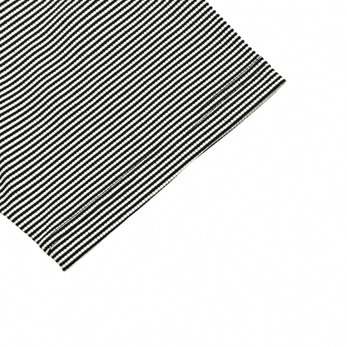 Micro-Stripe Leather Patch T-Shirt - Black/White