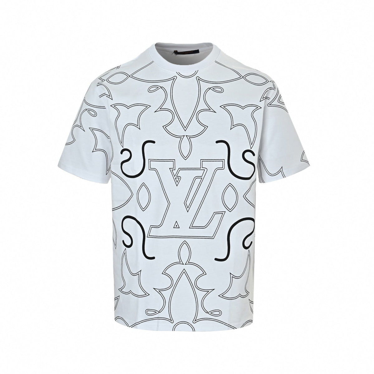 Oversized Monogram Line Art T-Shirt - White