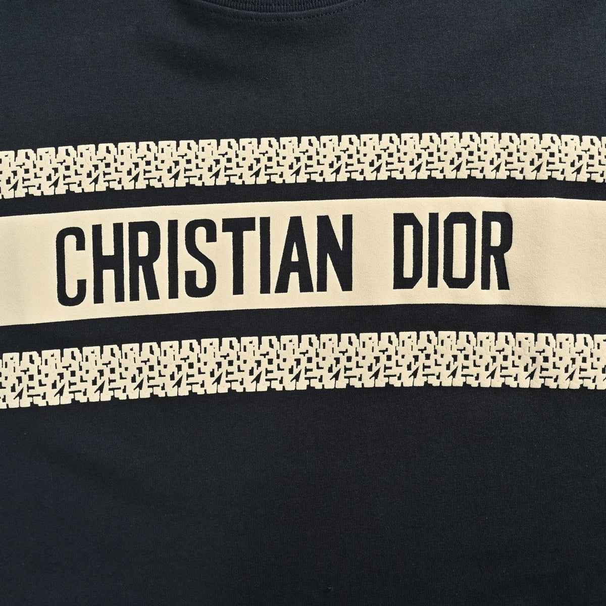 Logo Stripe Cotton Tee | Black