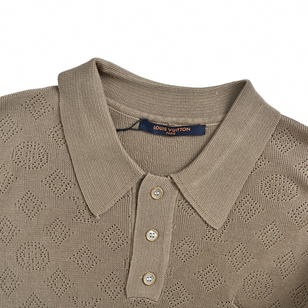 Pointelle Monogram Knit Polo | Taupe