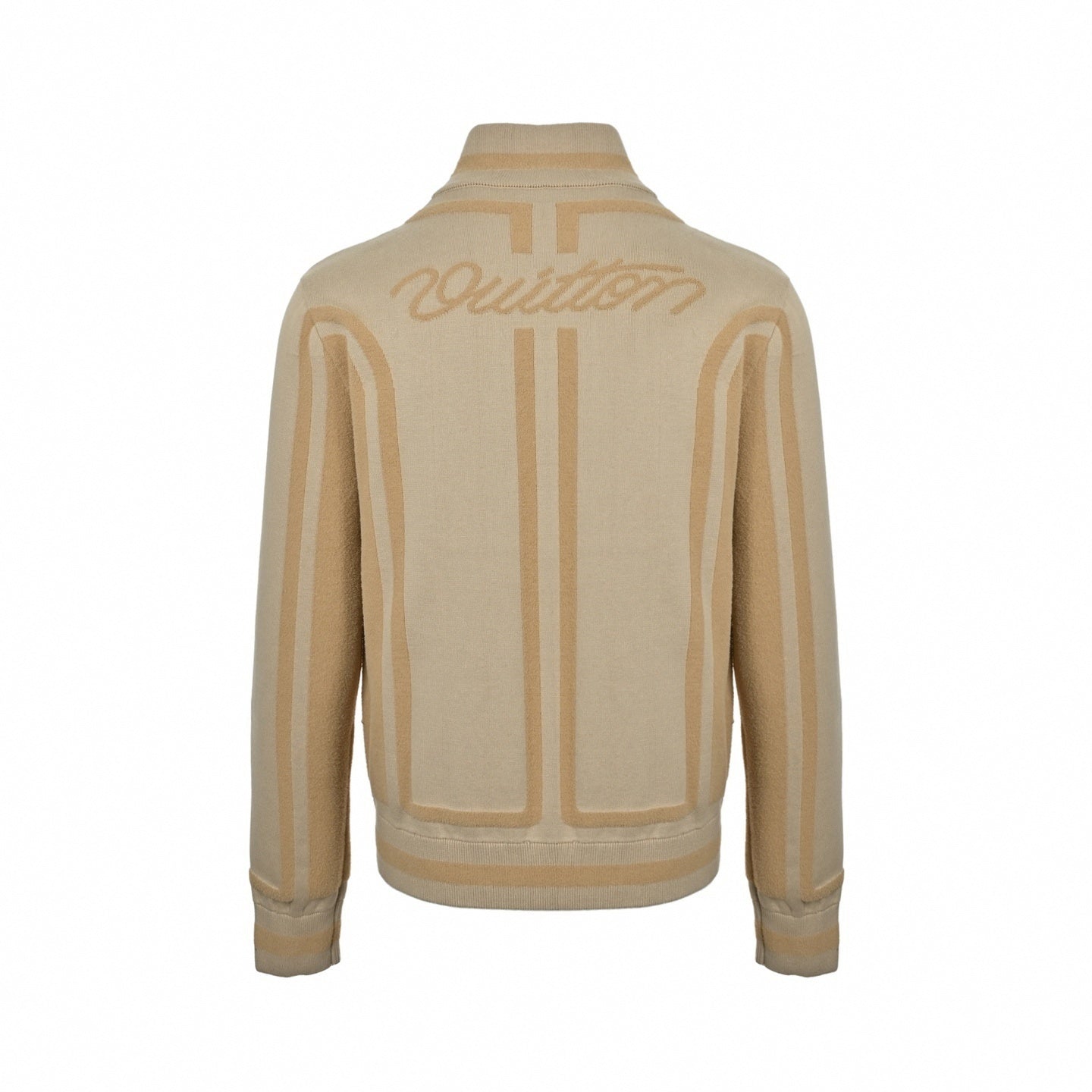 Script Textured Knit Cardigan | Beige
