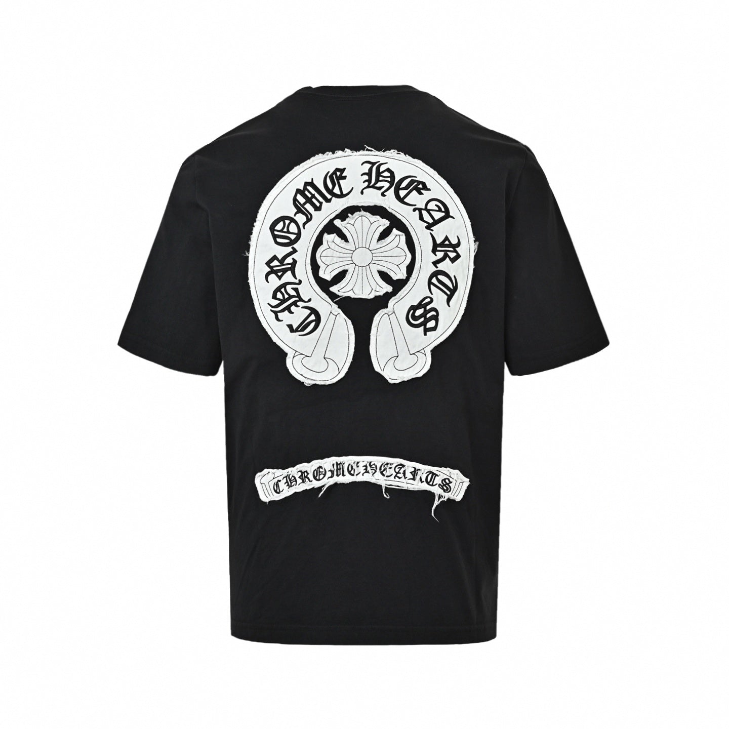 Frayed Appliqué Horseshoe T-Shirt | Black