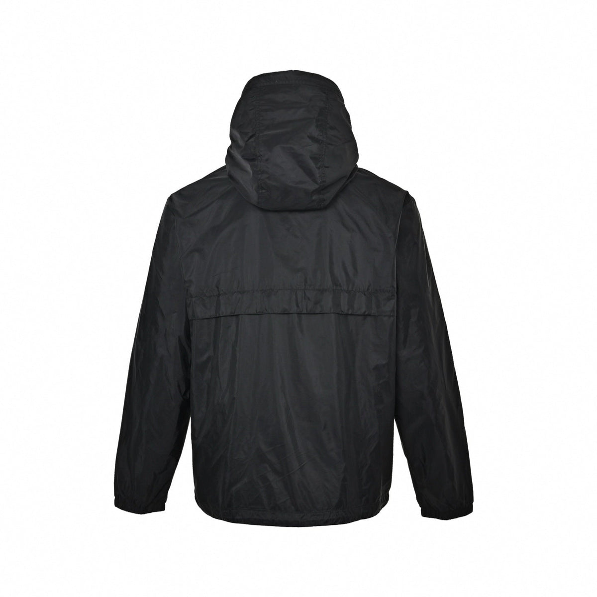 Striped-Trim Hooded Windbreaker - Black