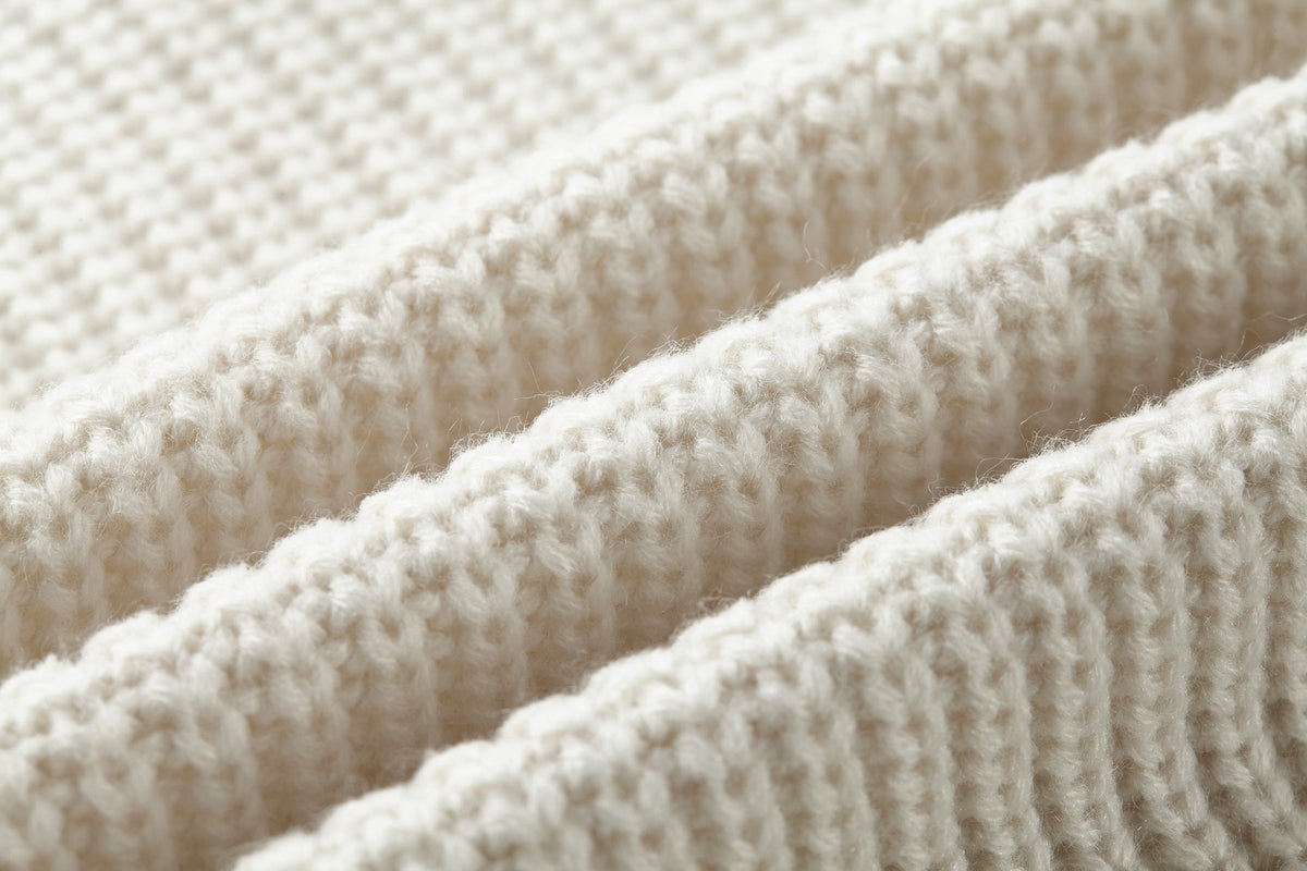 Tonal Embroidered Logo Knit Sweater | Cream