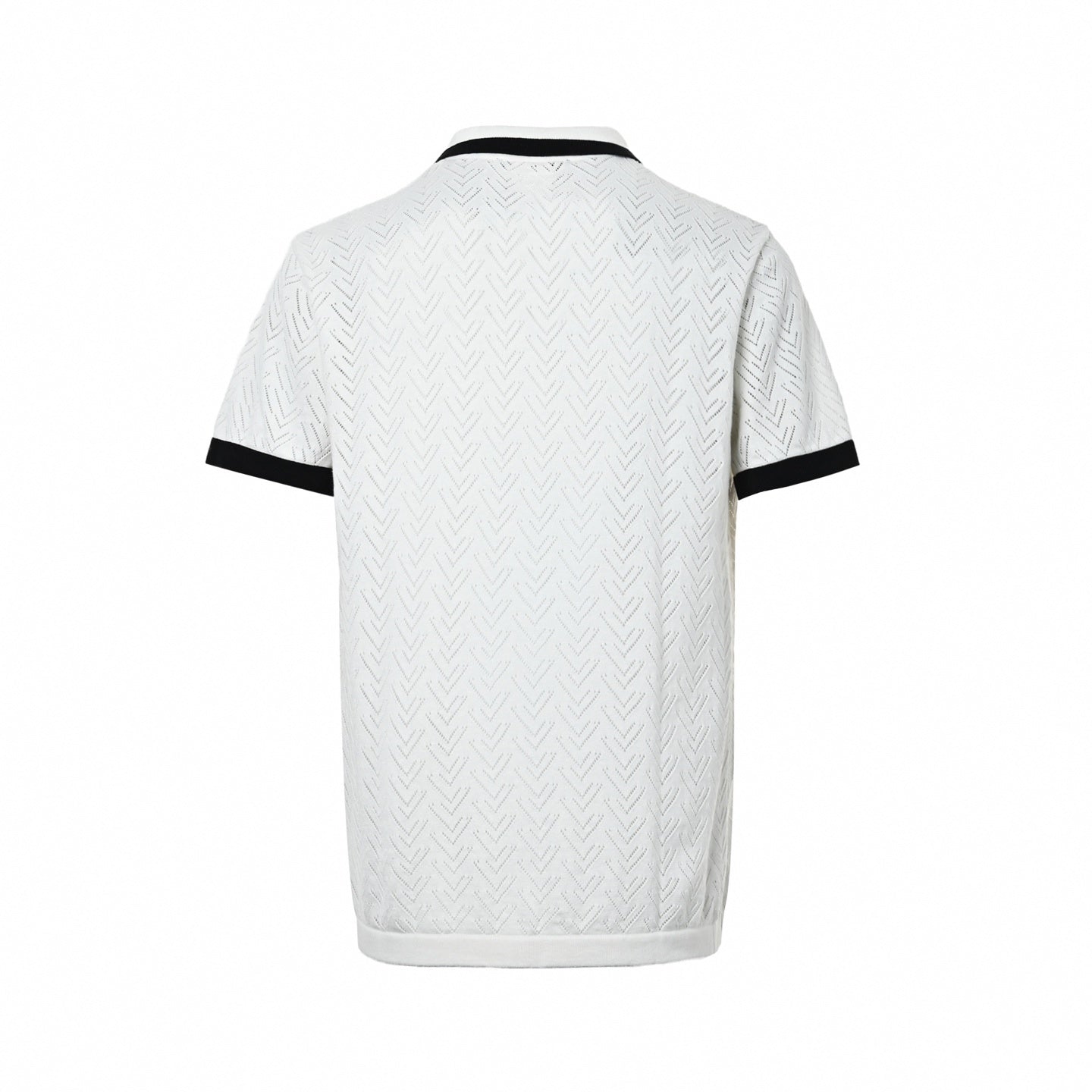Chevron Pointelle Polo - White