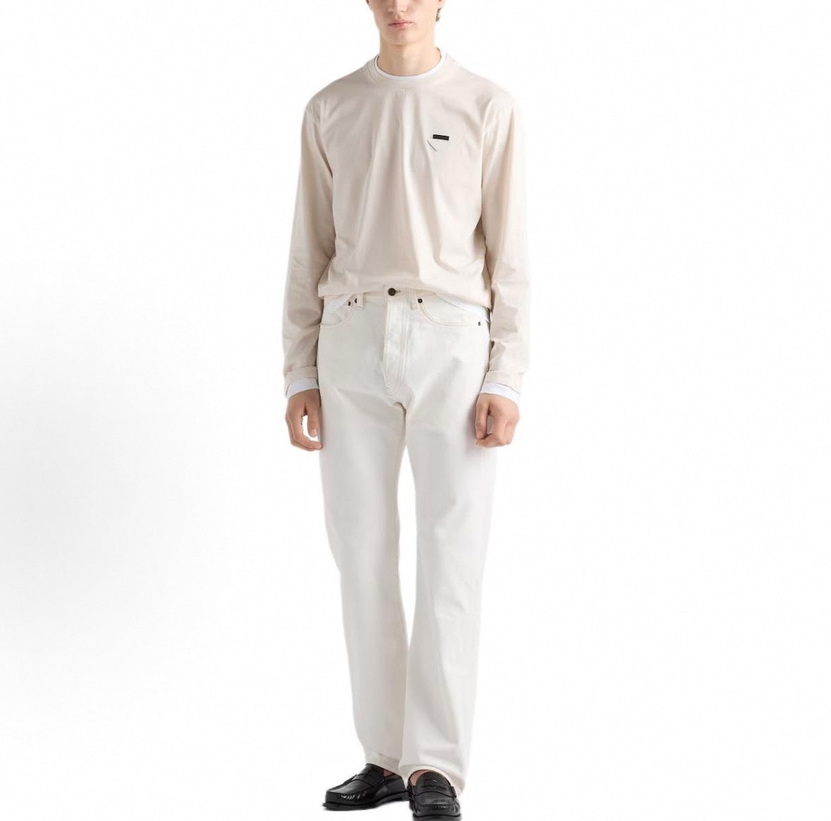 Straight-Leg Denim Jeans - White