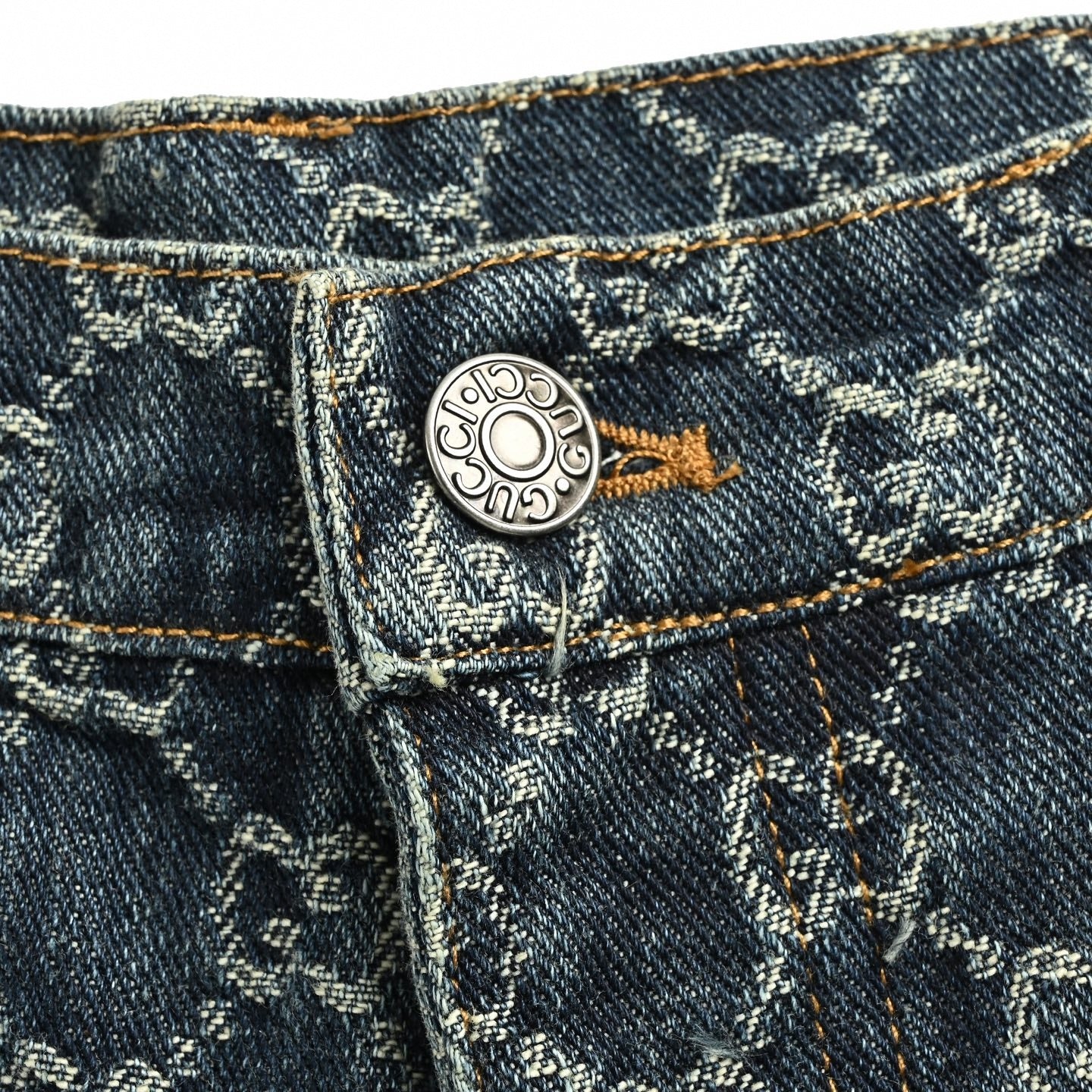 GG Monogram Denim Shorts | Dark Indigo Wash
