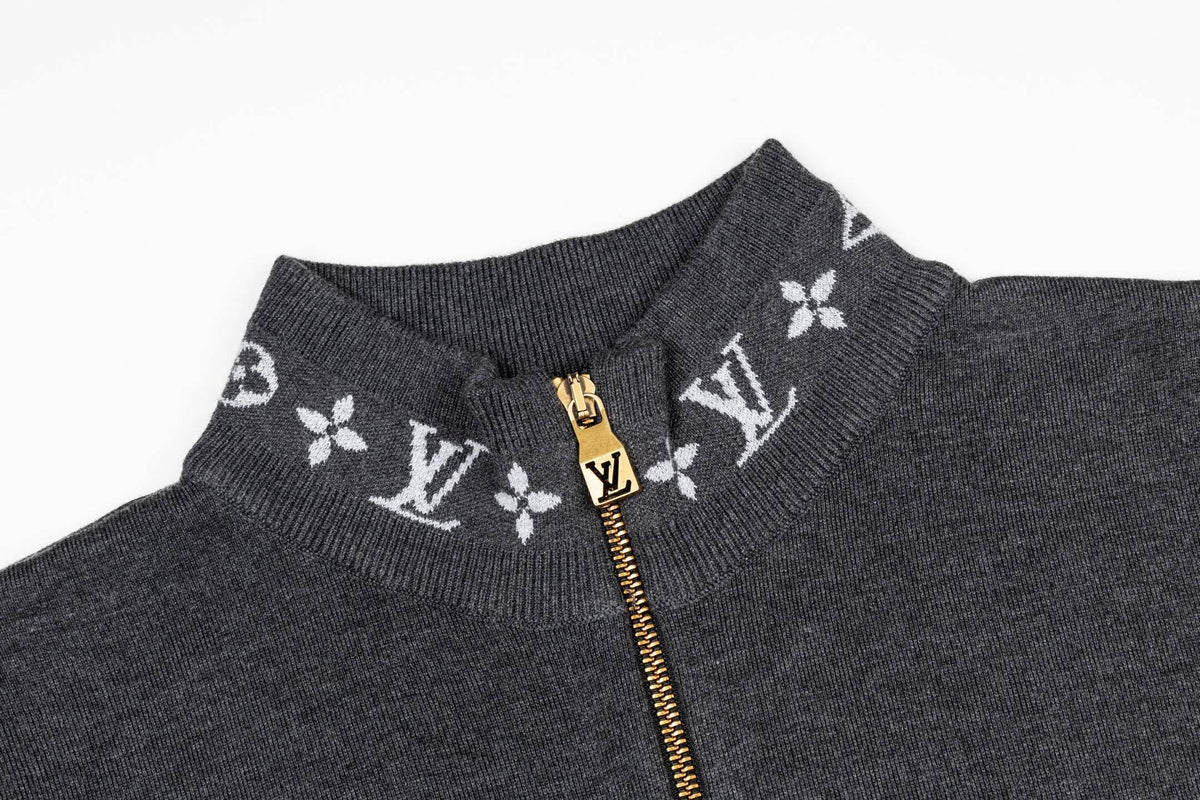 Monogram Trim Full-Zip Cardigan
