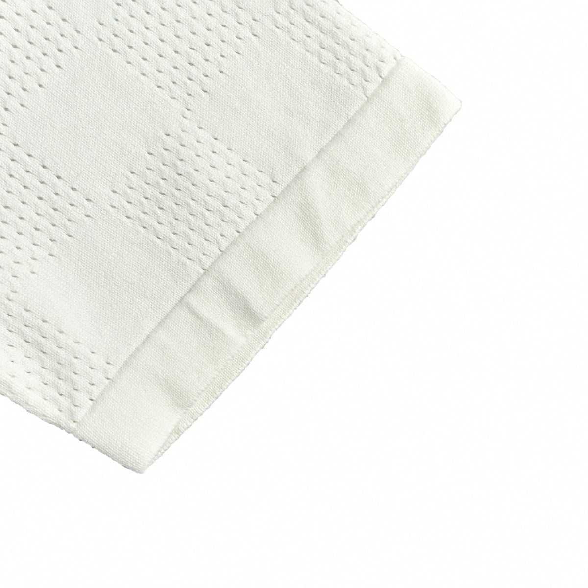 Pointelle Damier Knit T-Shirt | White