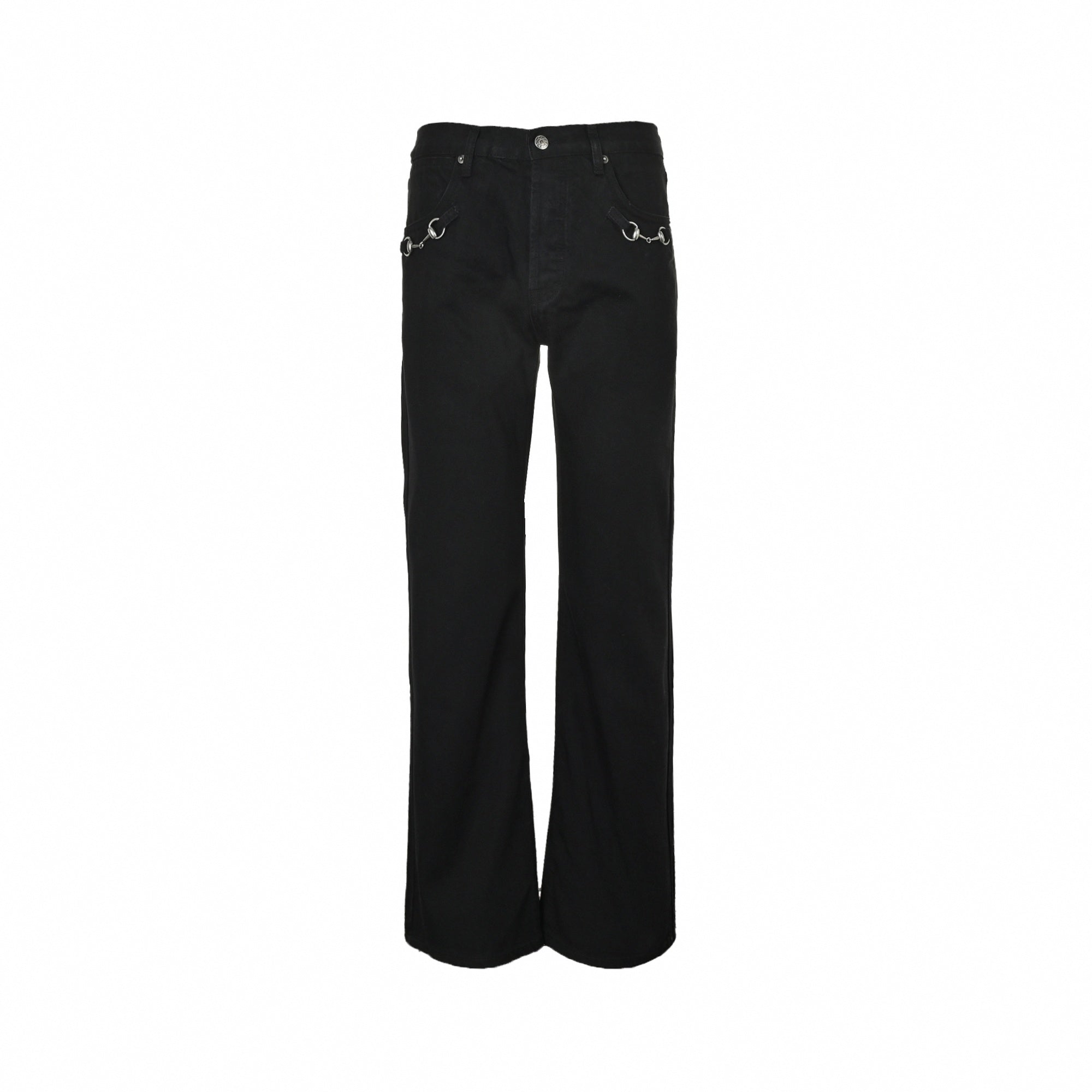 Horsebit Detail Jeans - Black