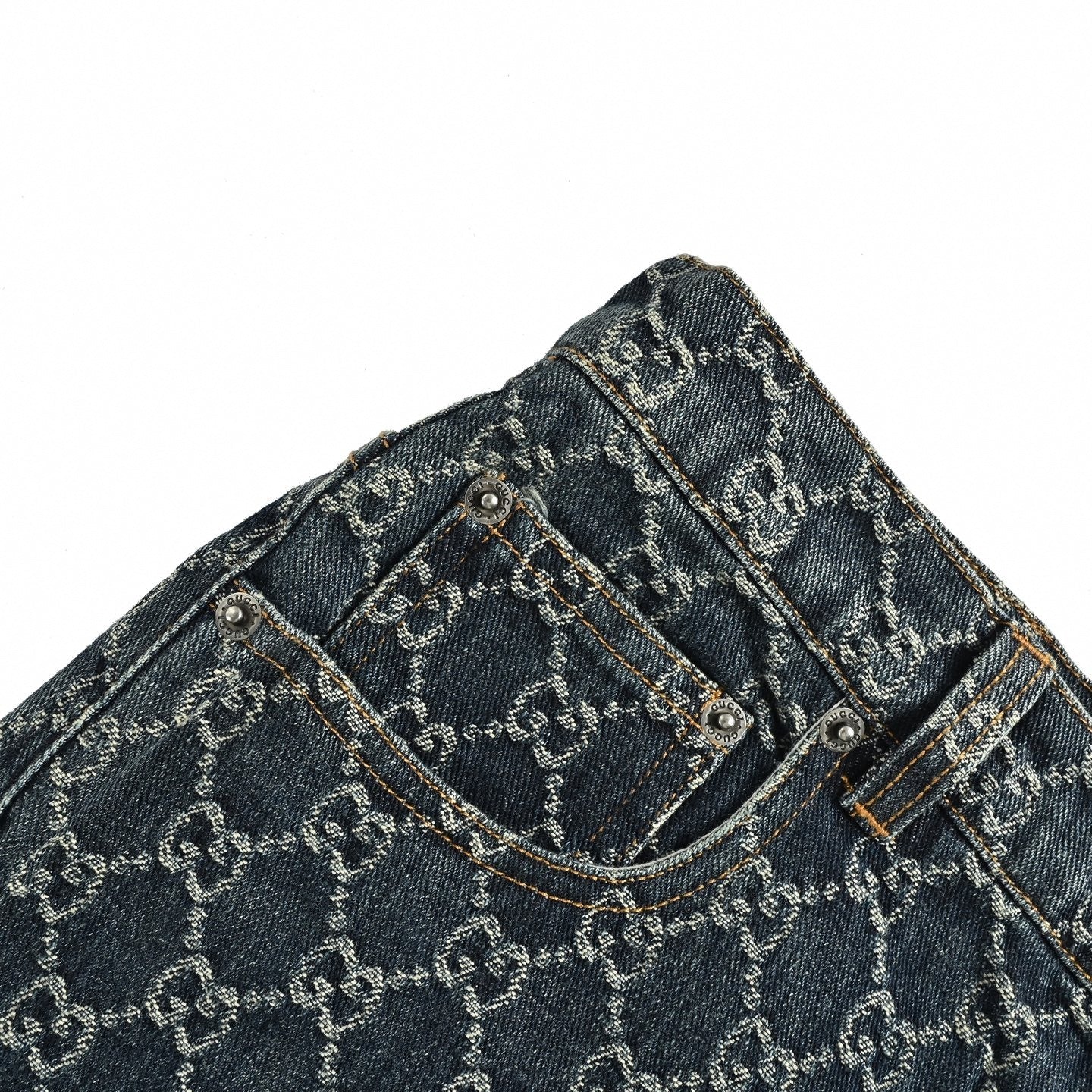GG Monogram Denim Shorts | Dark Indigo Wash